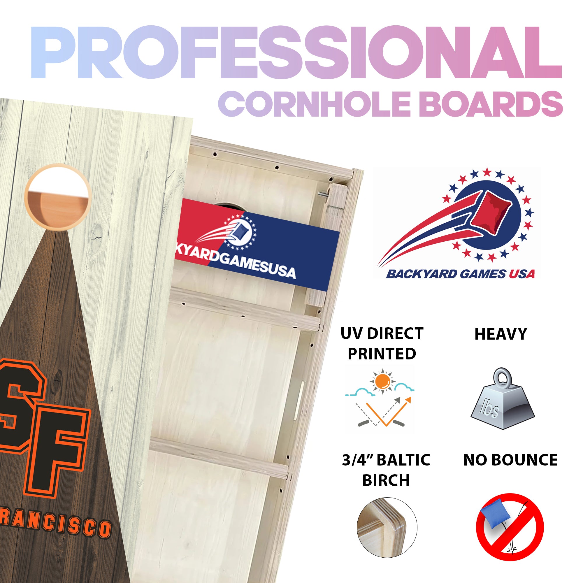 San Francisco Baseball Professional Cornhole Boards