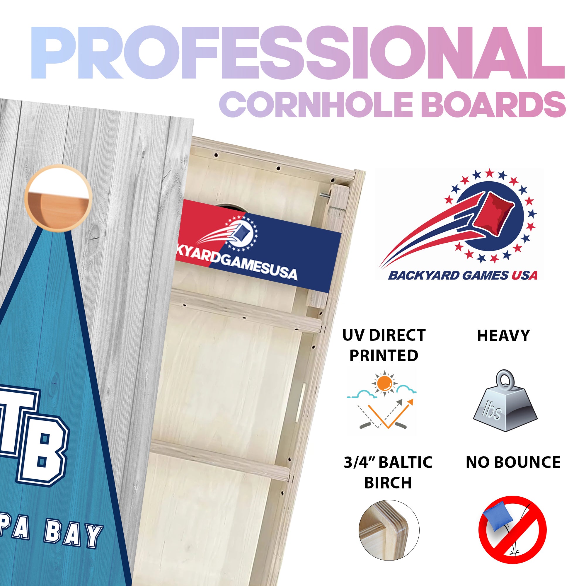 Tampa Bay Baseball Professional Cornhole Boards