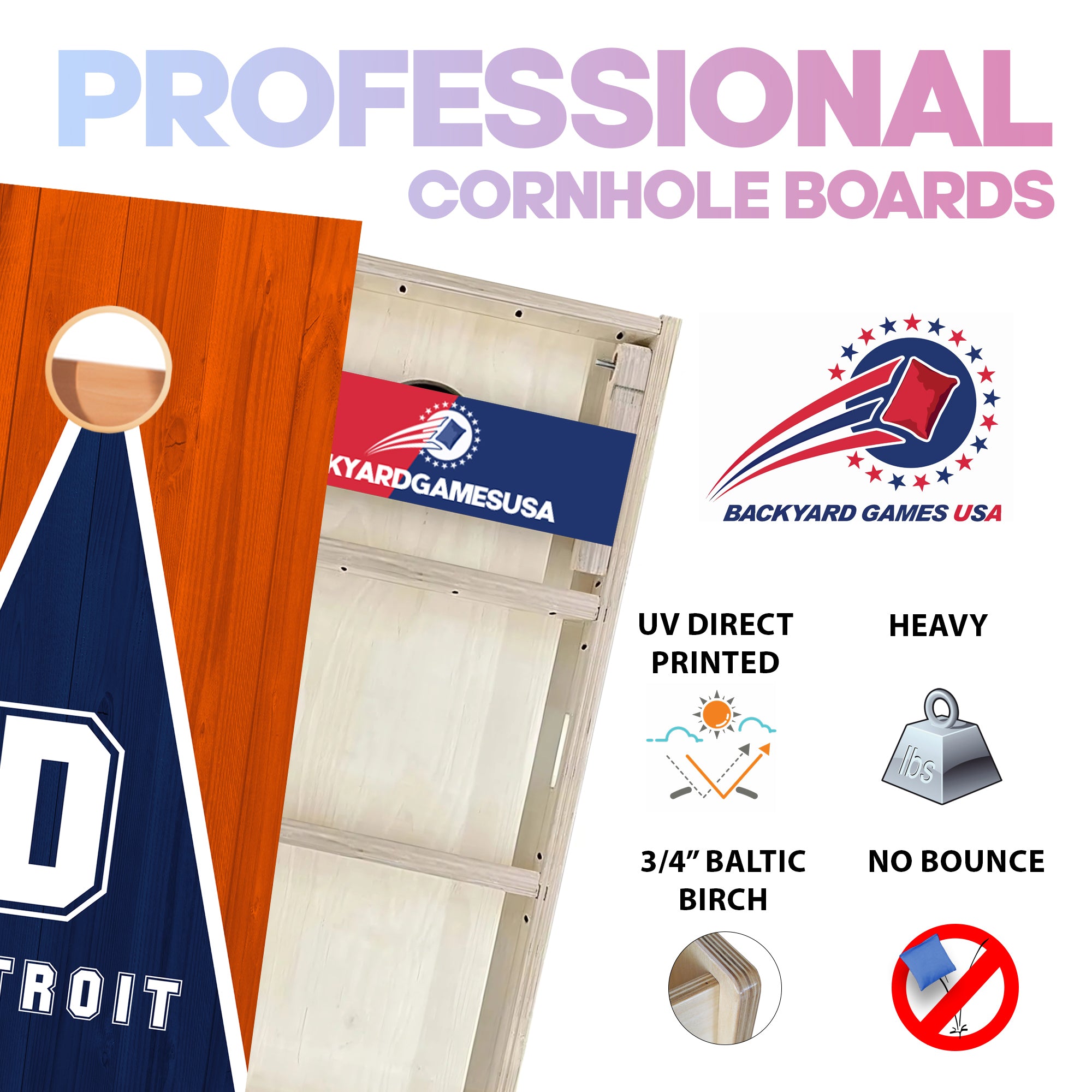 Detroit Baseball Professional Cornhole Boards