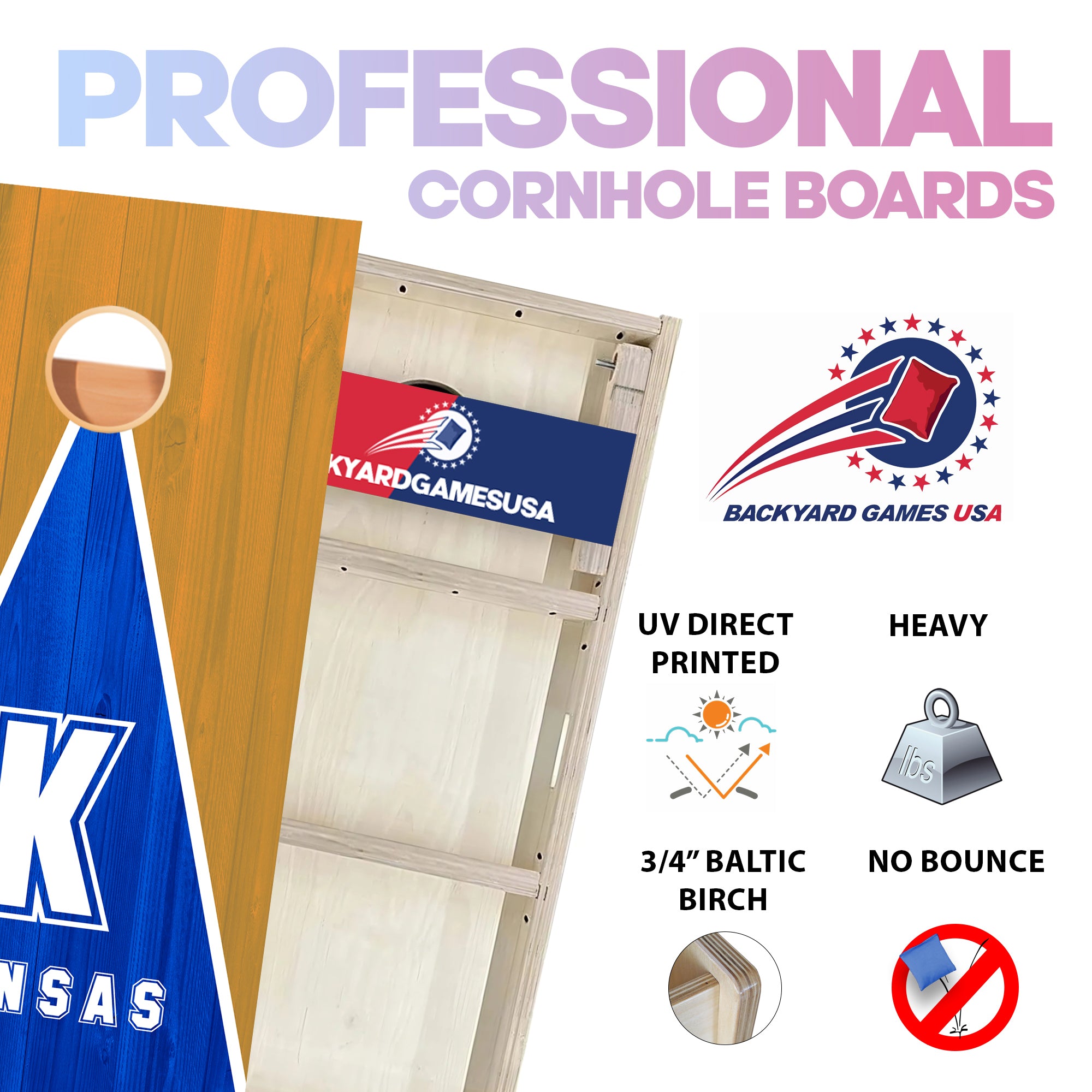 Kansas Baseball Professional Cornhole Boards