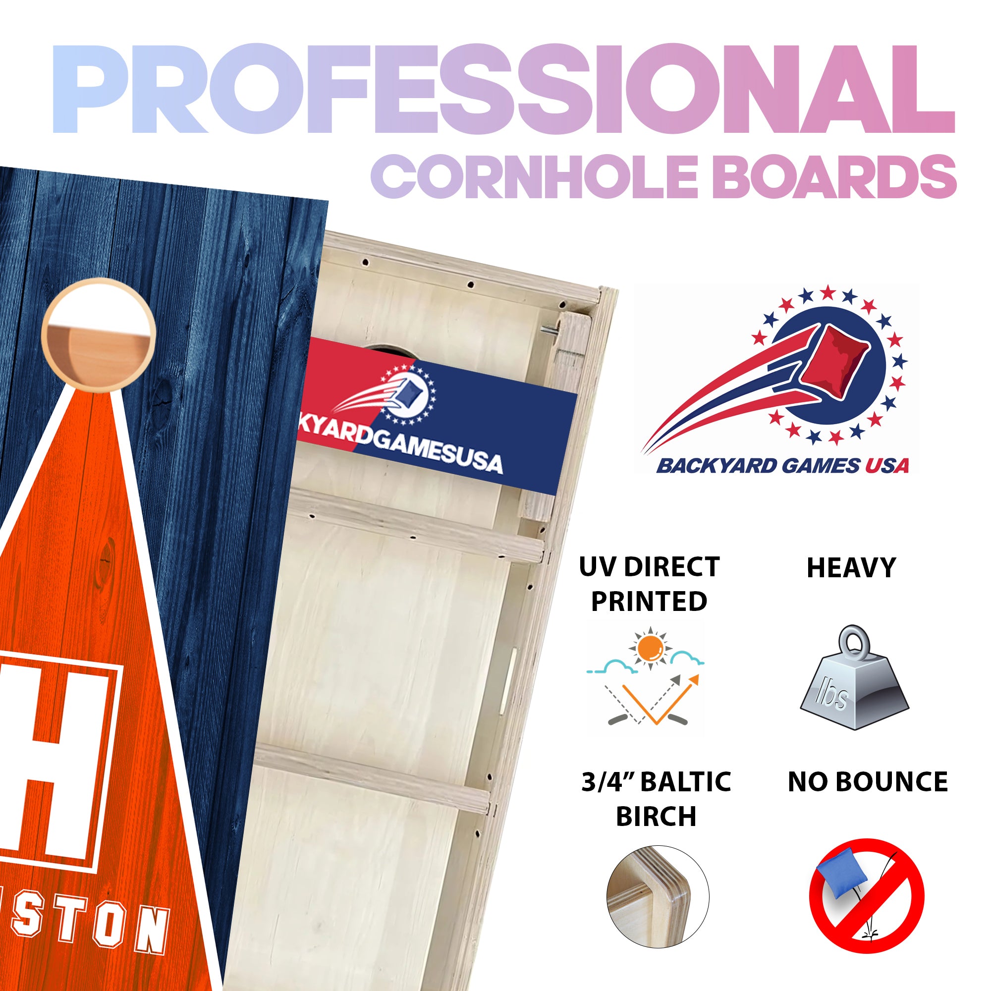 Houston Baseball Professional Cornhole Boards