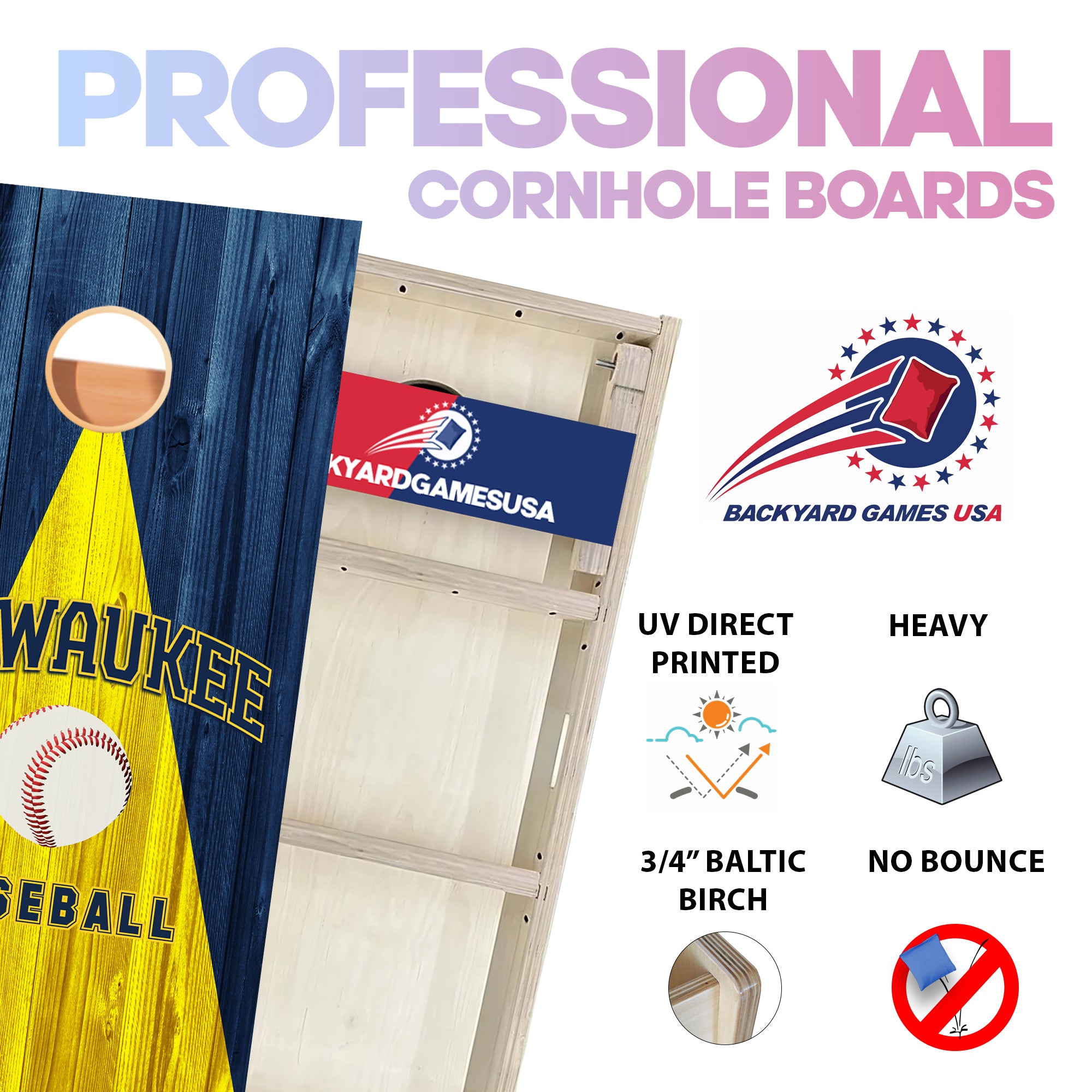 Milwaukee Baseball Professional Cornhole Boards