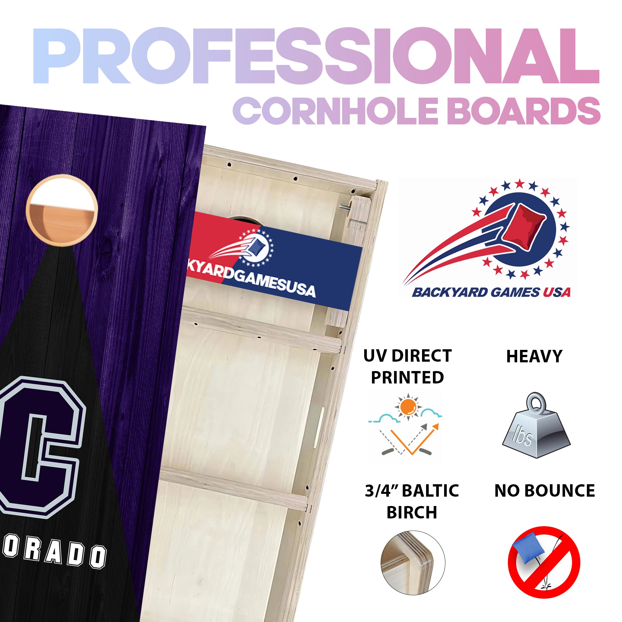 Colorado Baseball Professional Cornhole Boards