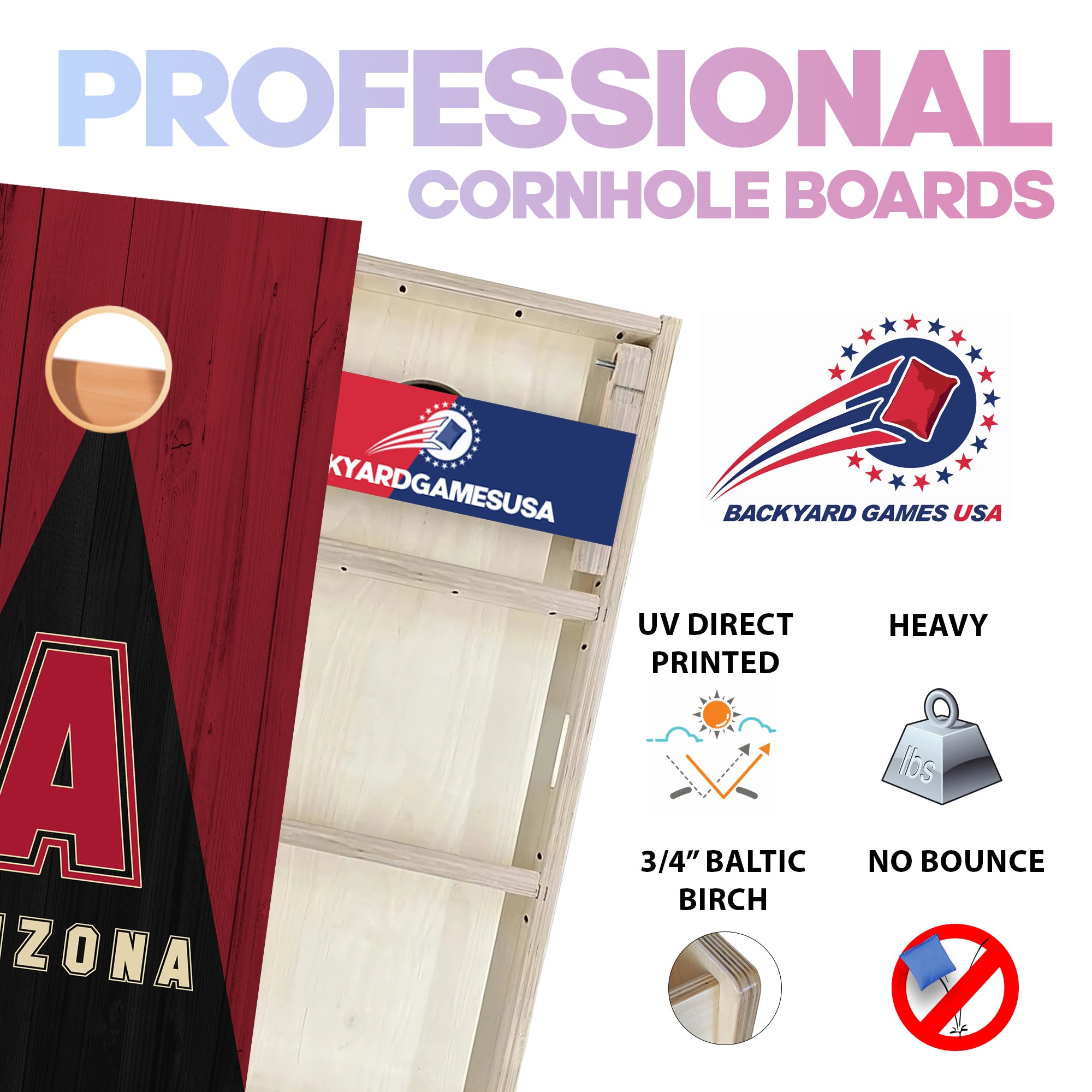 Arizona Baseball Professional Cornhole Boards