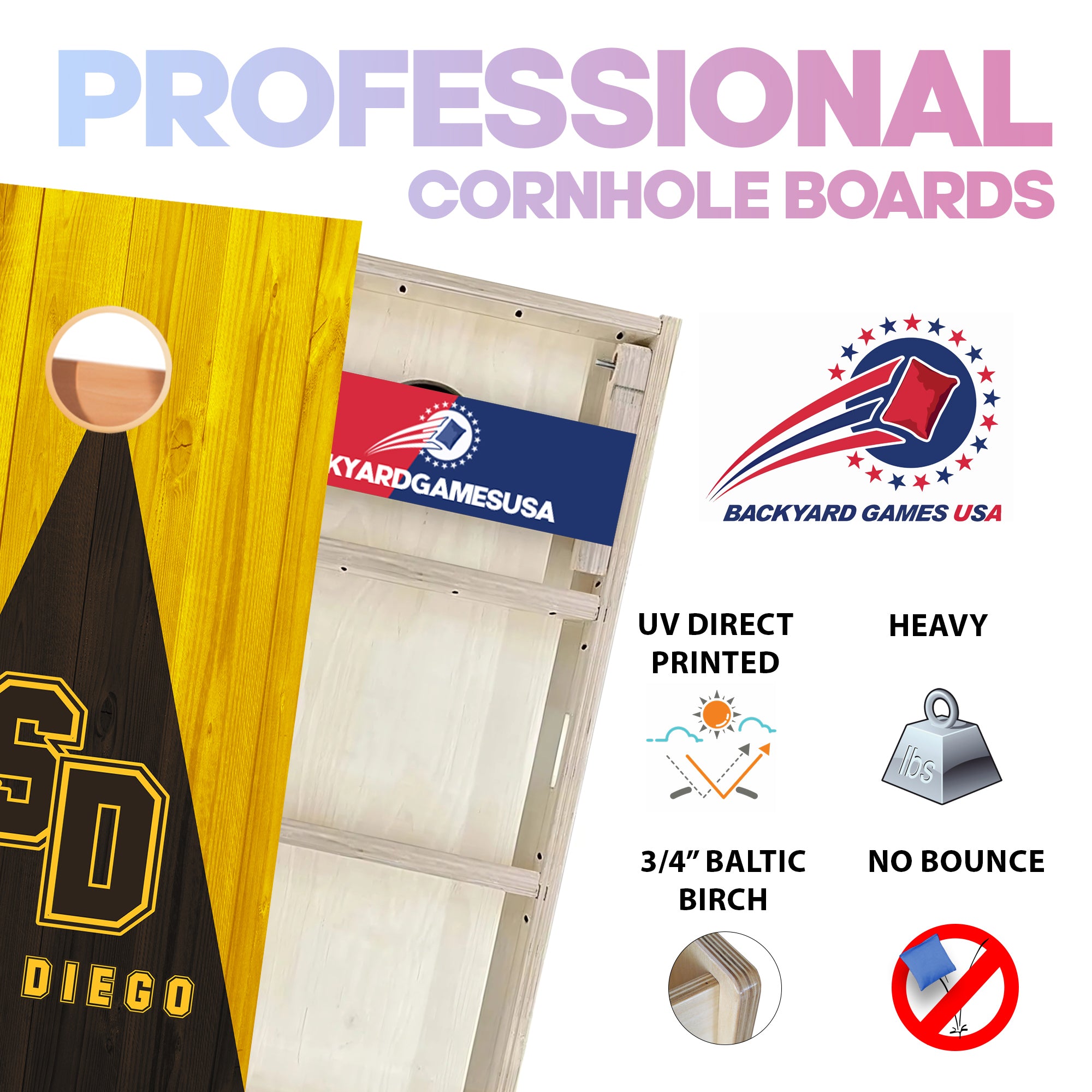 San Diego Baseball Professional Cornhole Boards