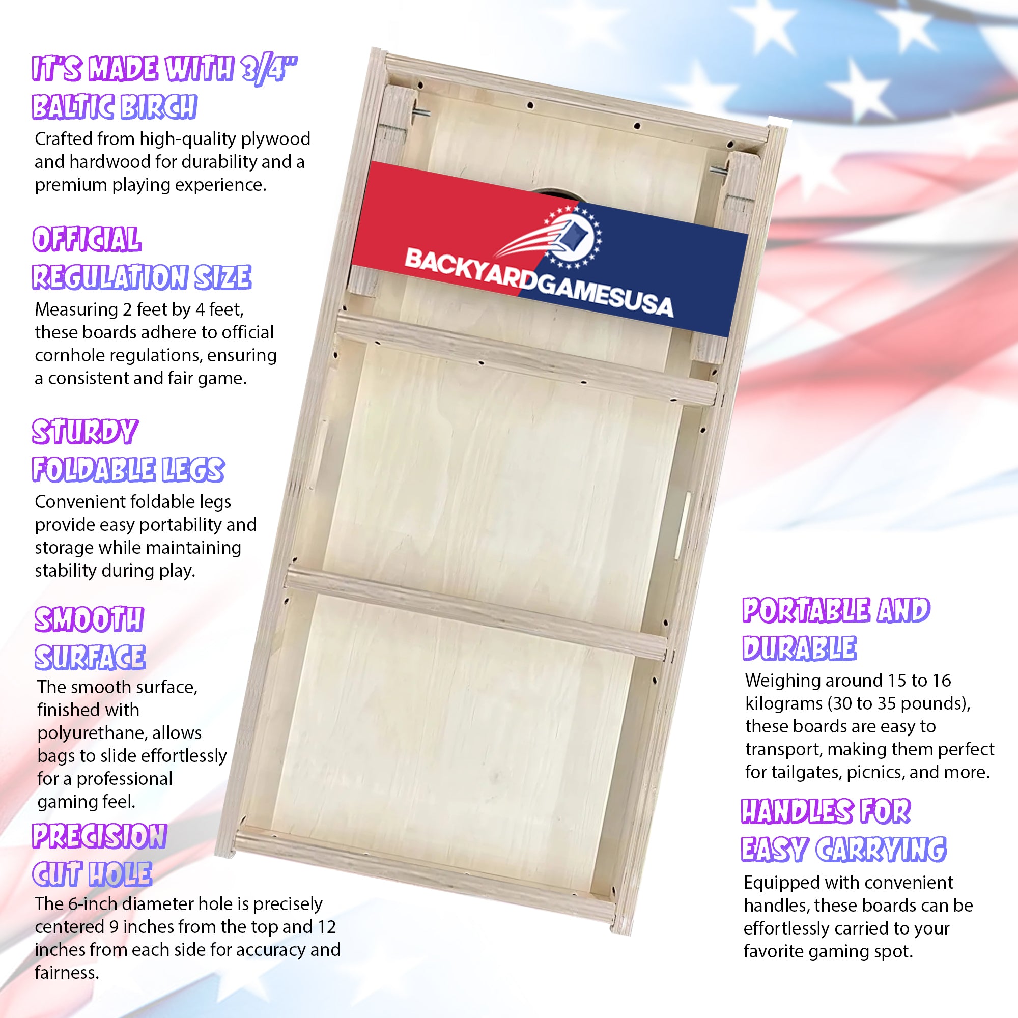 Washington Windy Flag Professional Cornhole Boards