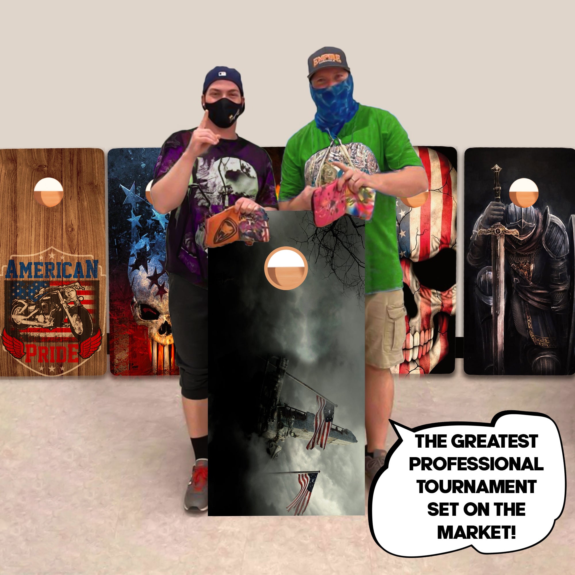 Rock Structure Flag Professional Cornhole Boards