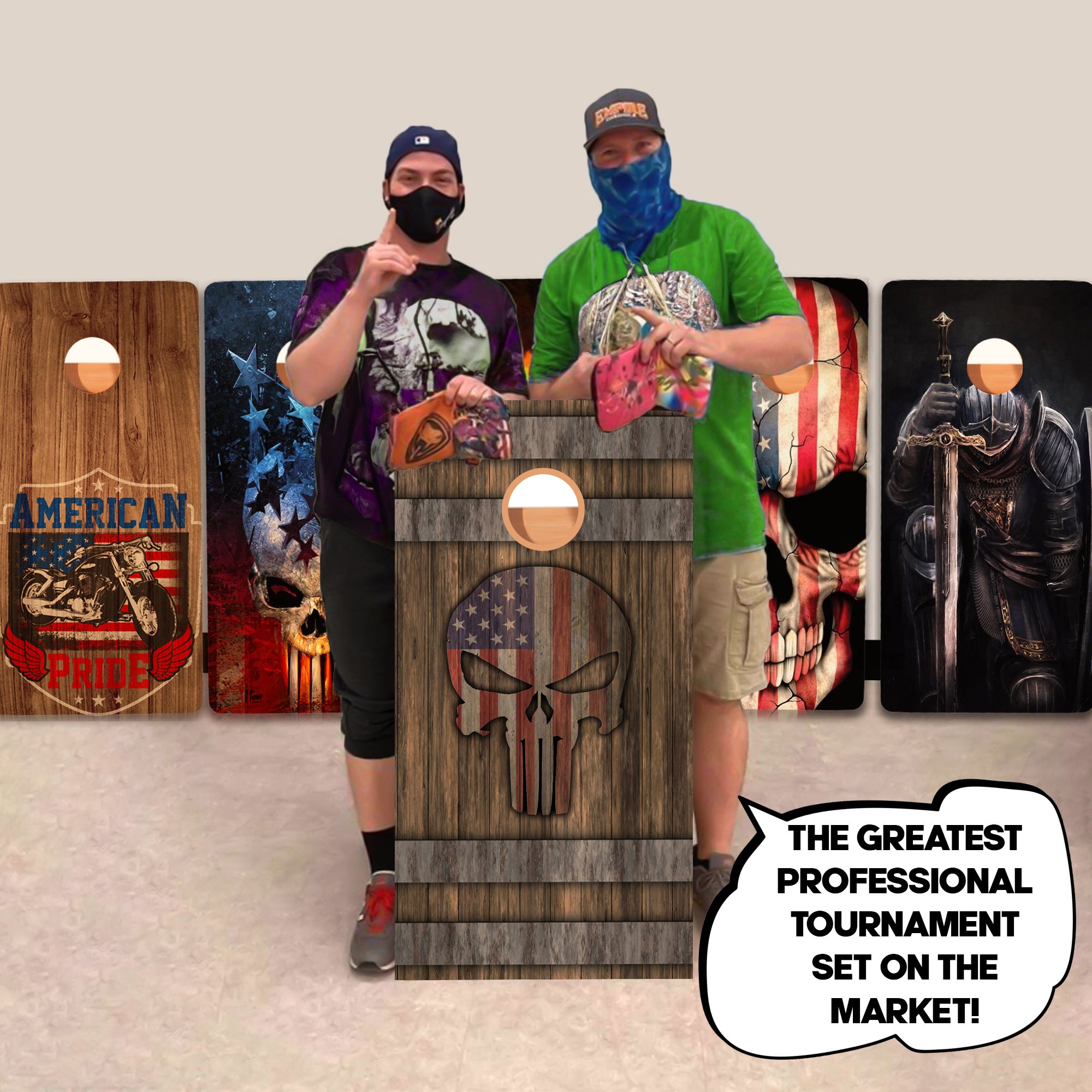 Punisher USA Wood Grain Professional Cornhole Boards