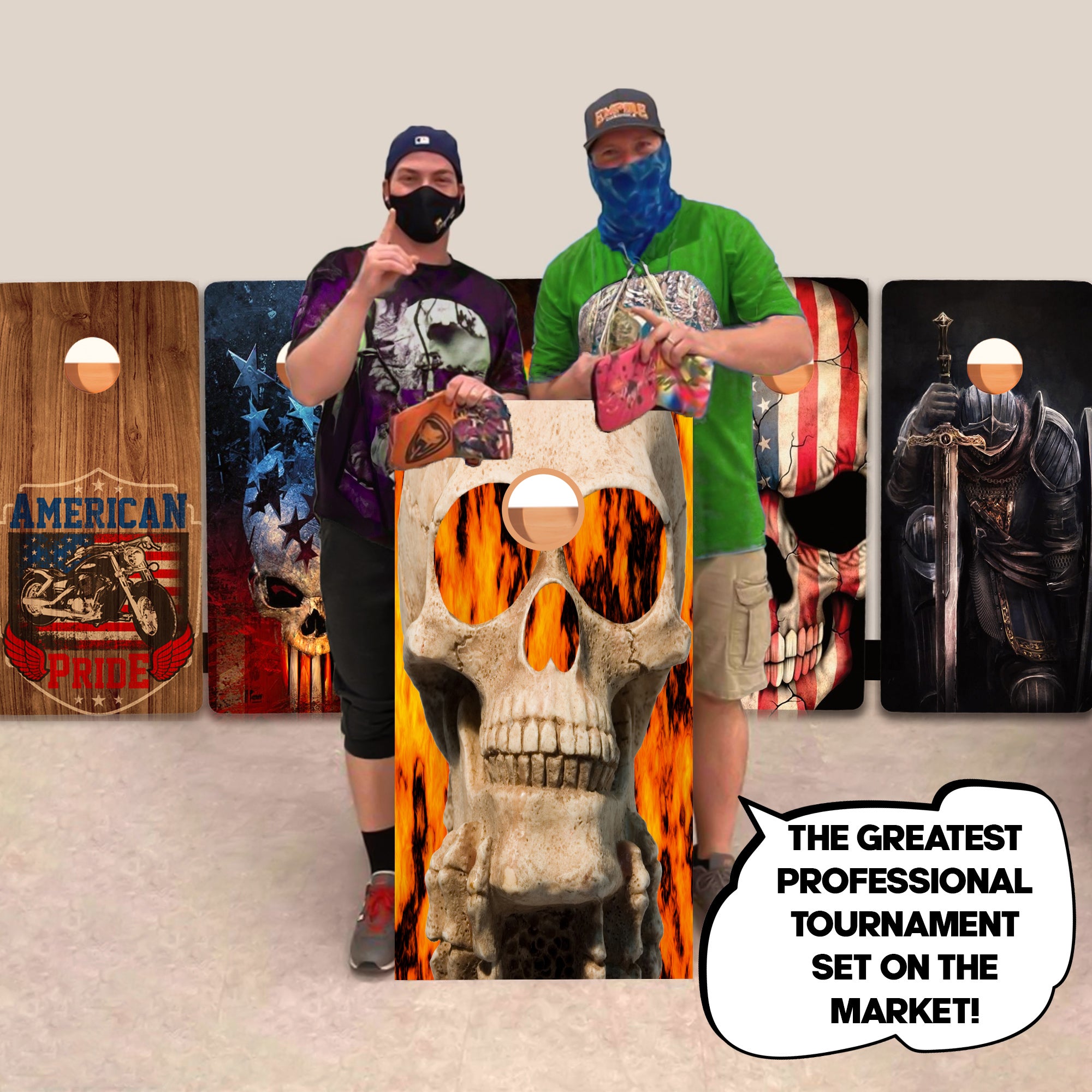Flaming Skull Professional Cornhole Boards