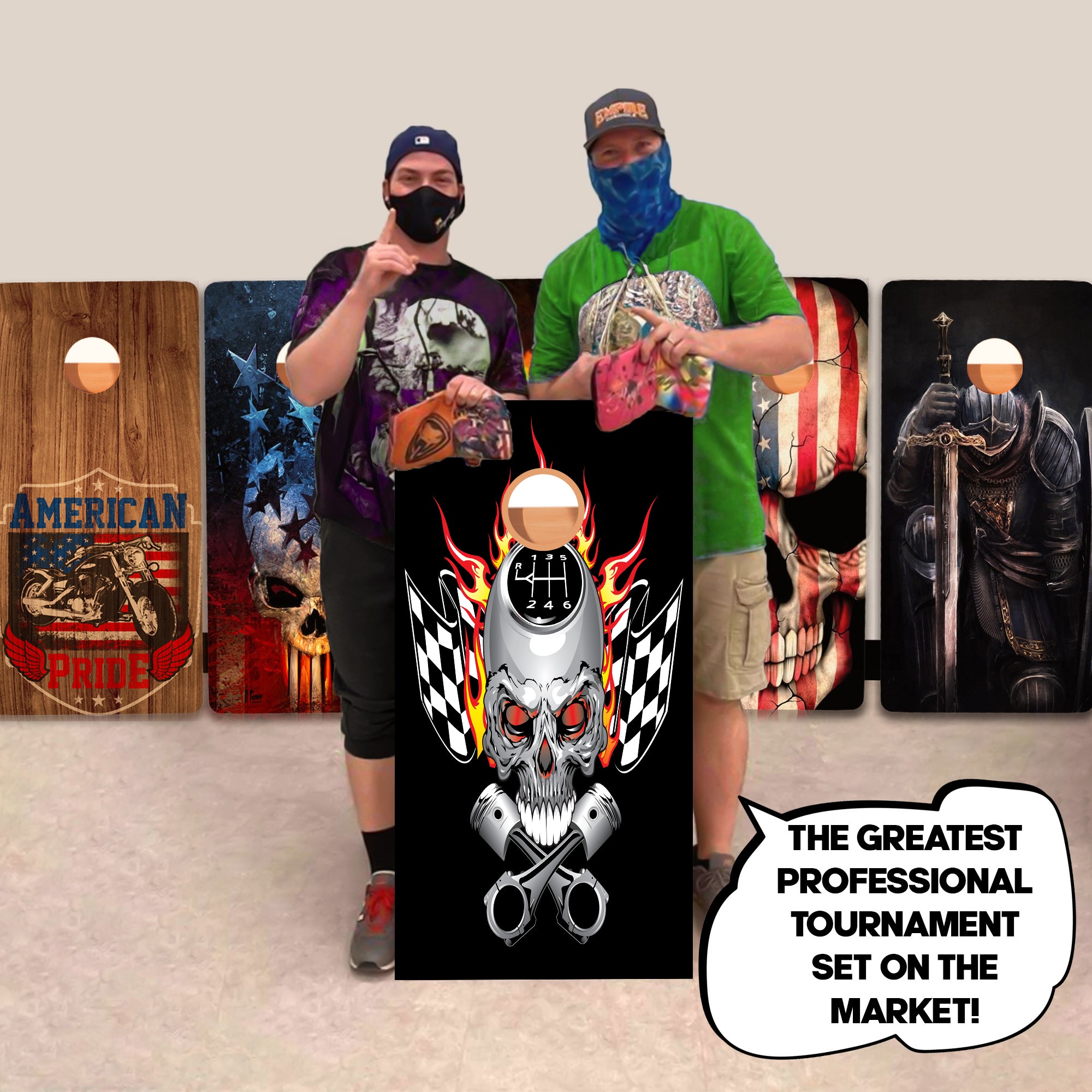 Racing Skull Professional Cornhole Boards