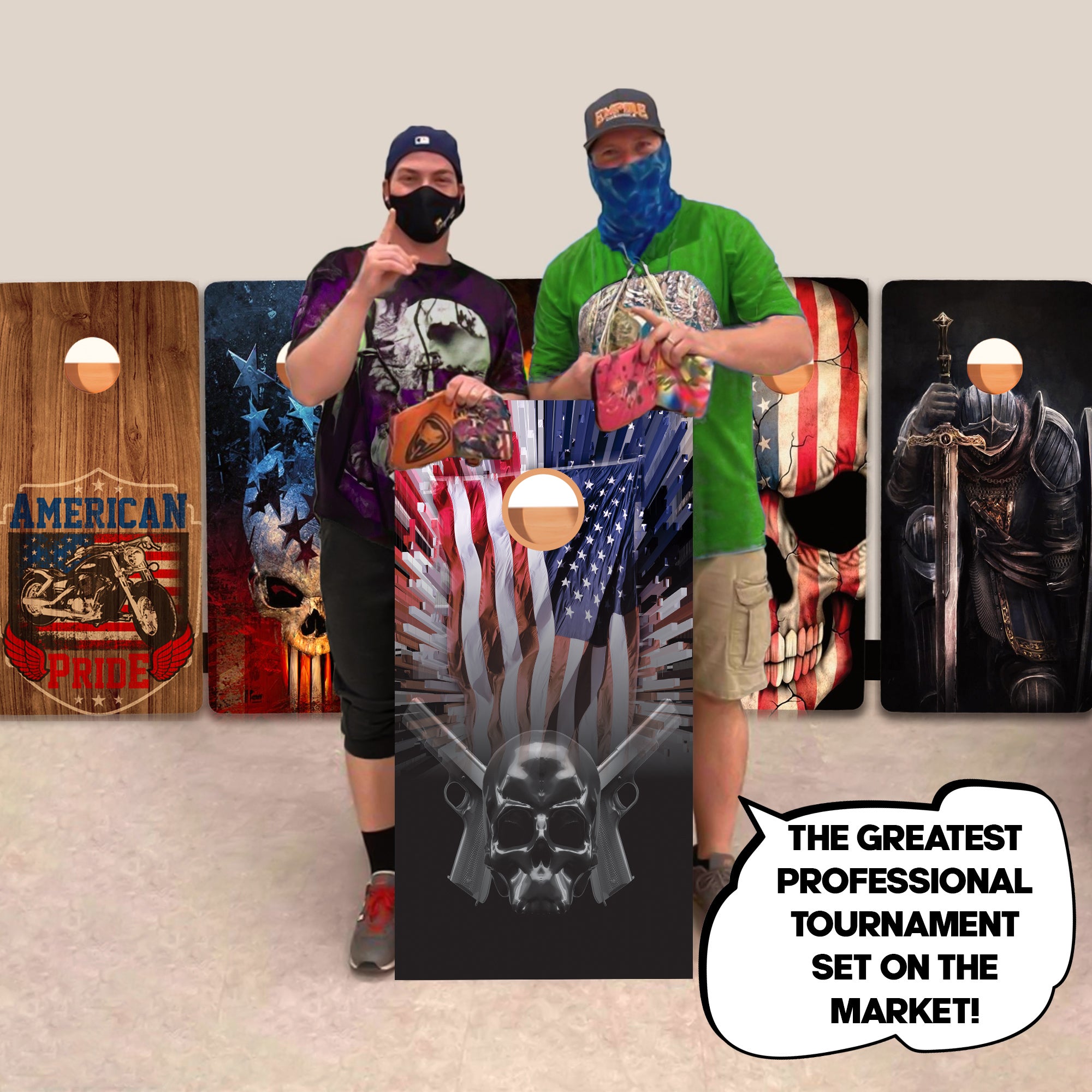Skull Guns Flag Professional Cornhole Boards