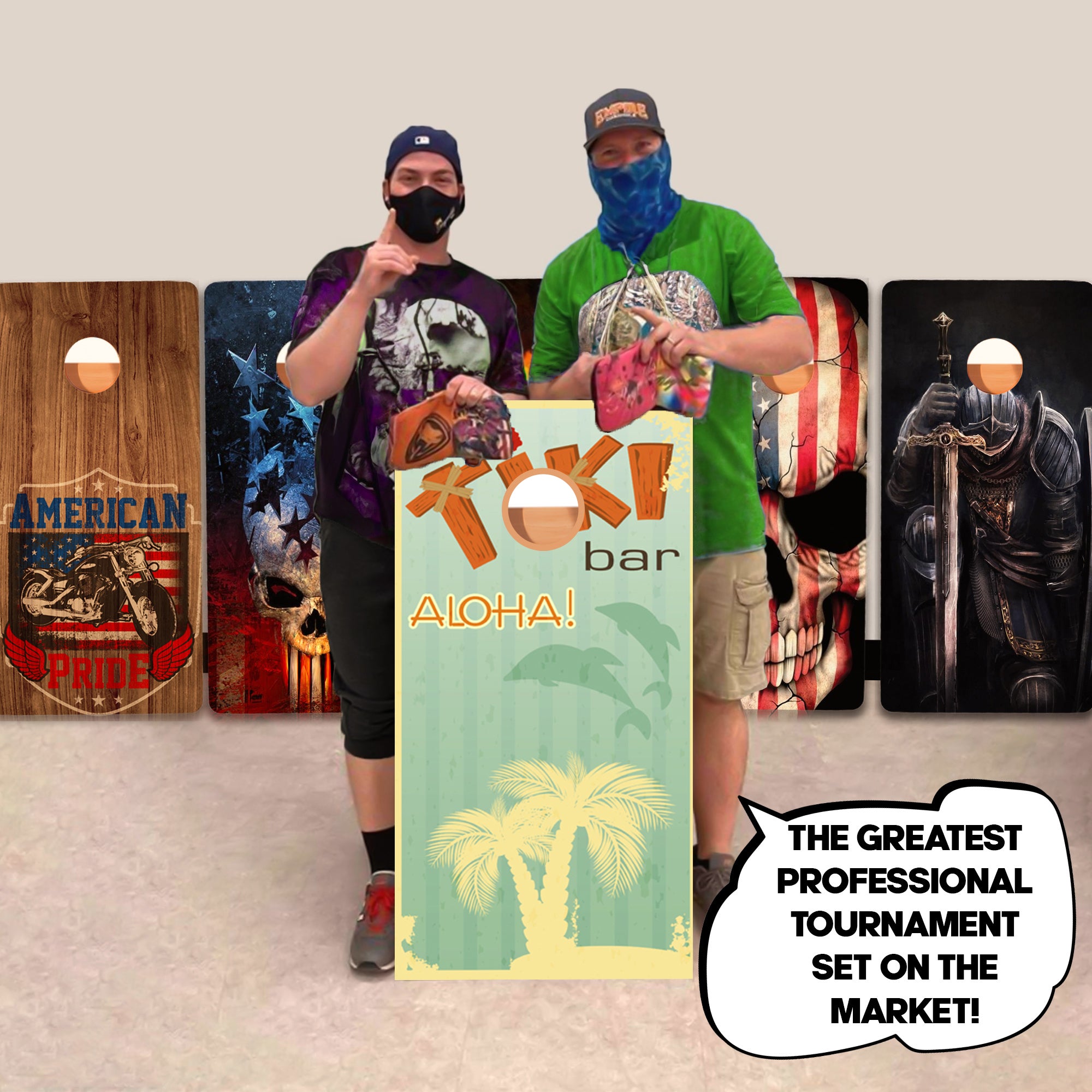 Green Tiki Professional Cornhole Boards