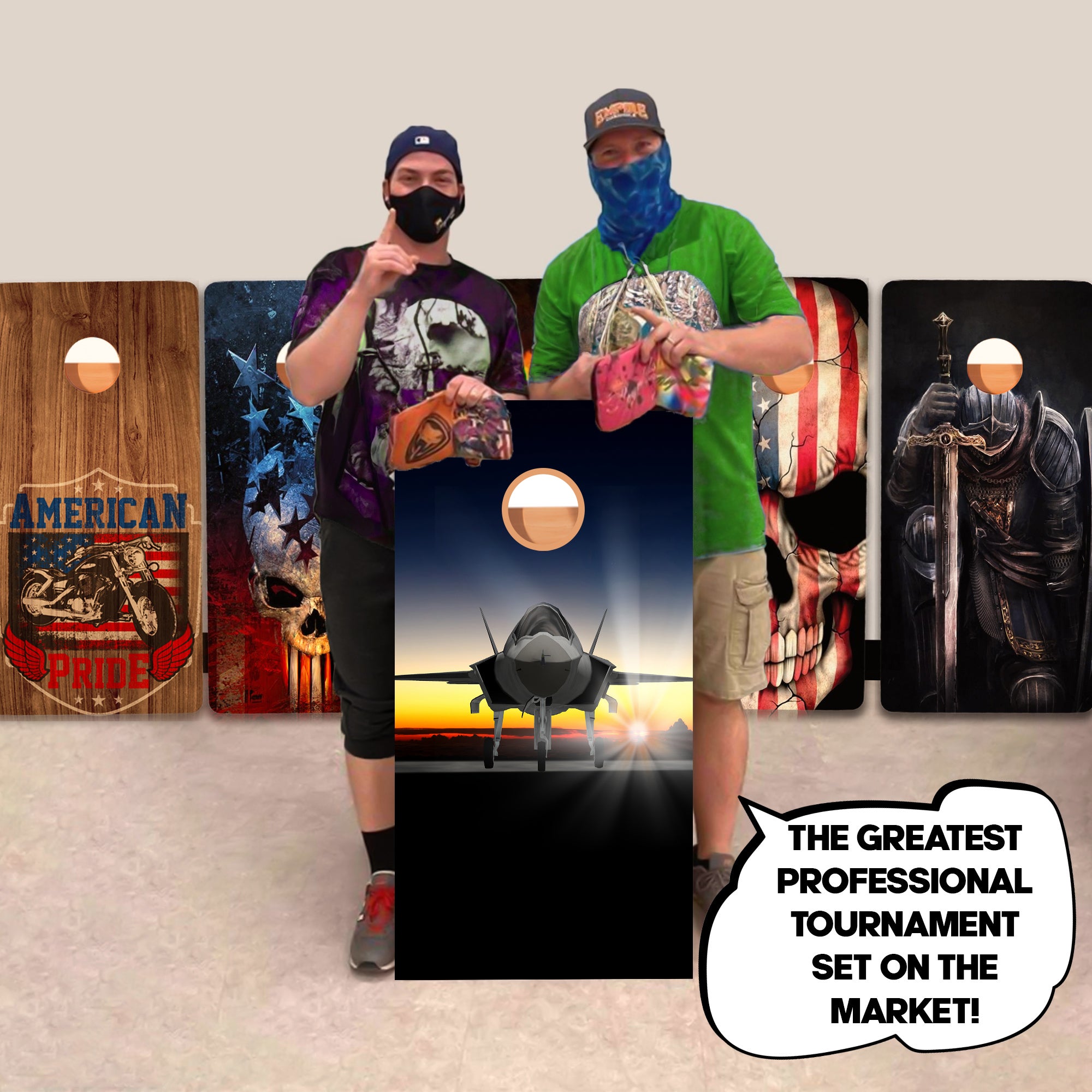 Cartoon Jet Professional Cornhole Boards