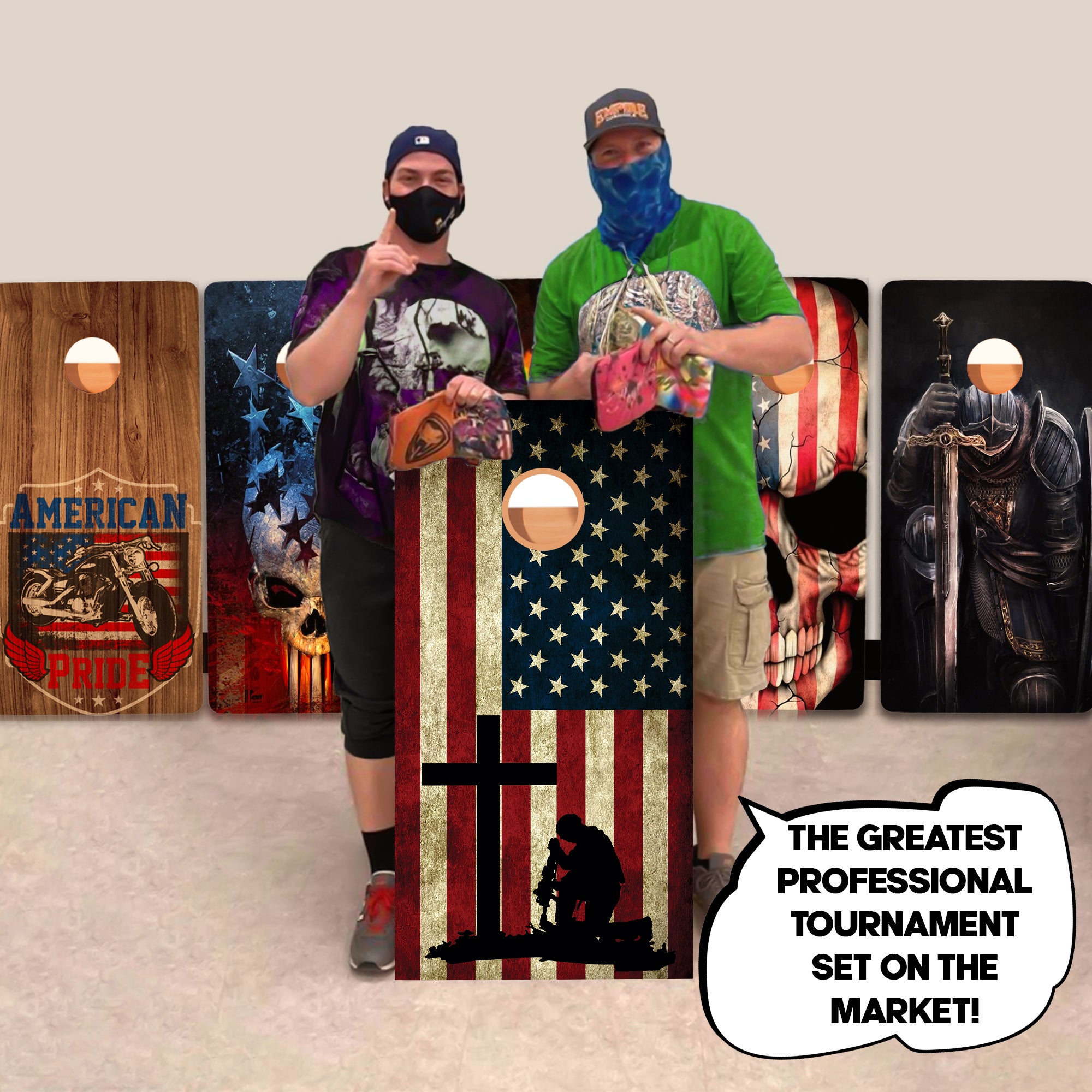 Soldier Cross Flag Professional Cornhole Boards