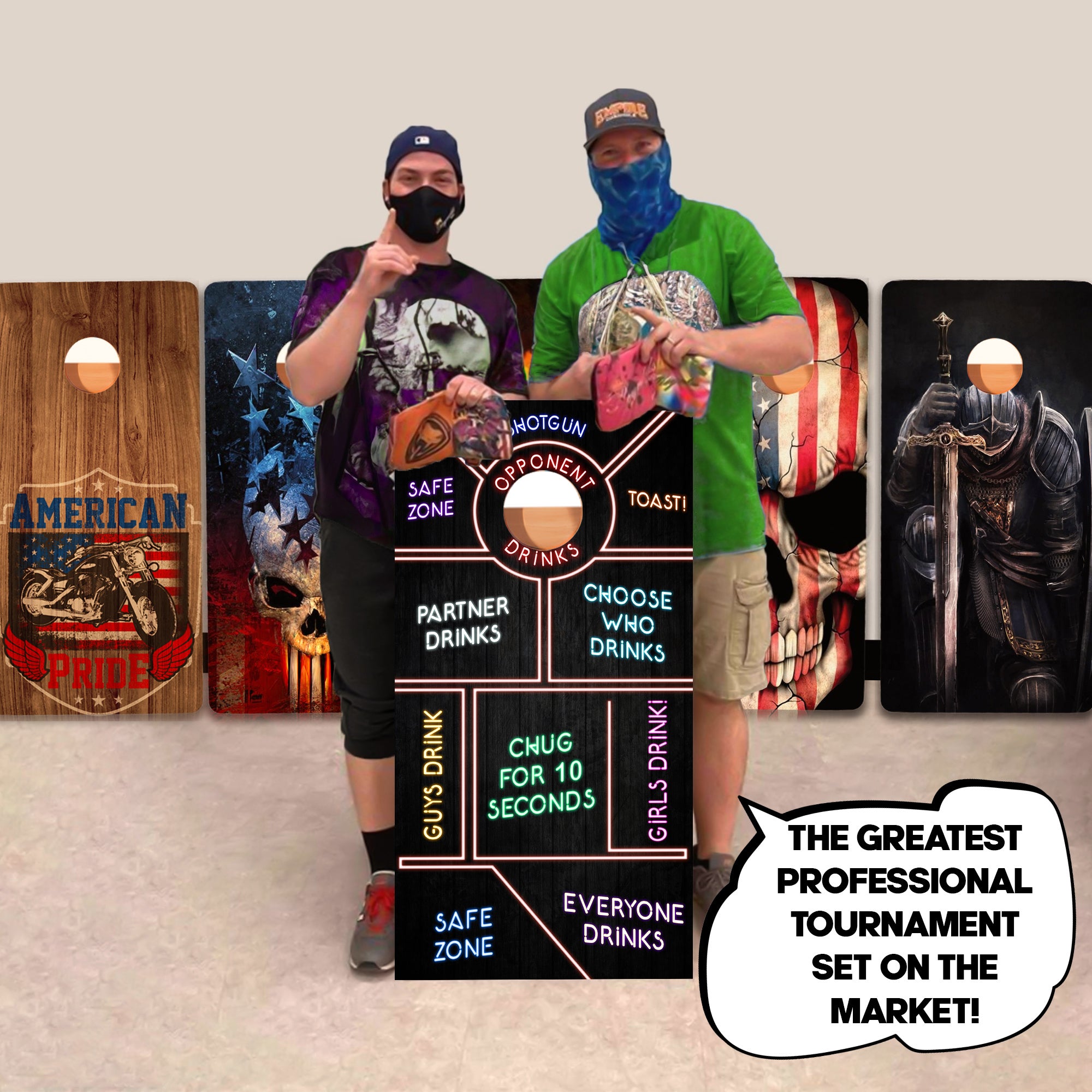 Wood Neon Drink Professional Cornhole Boards