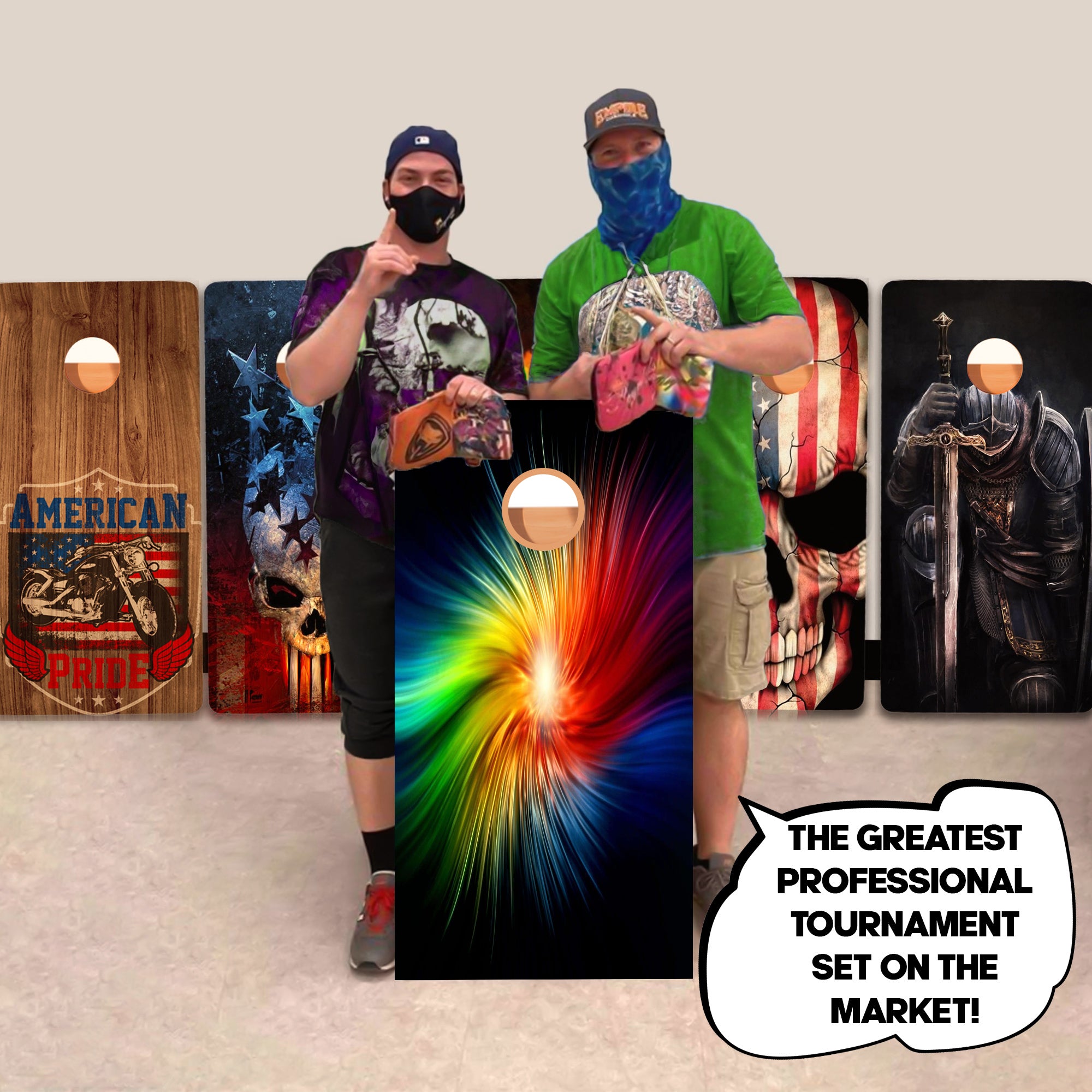 Rainbow Swirl Professional Cornhole Boards
