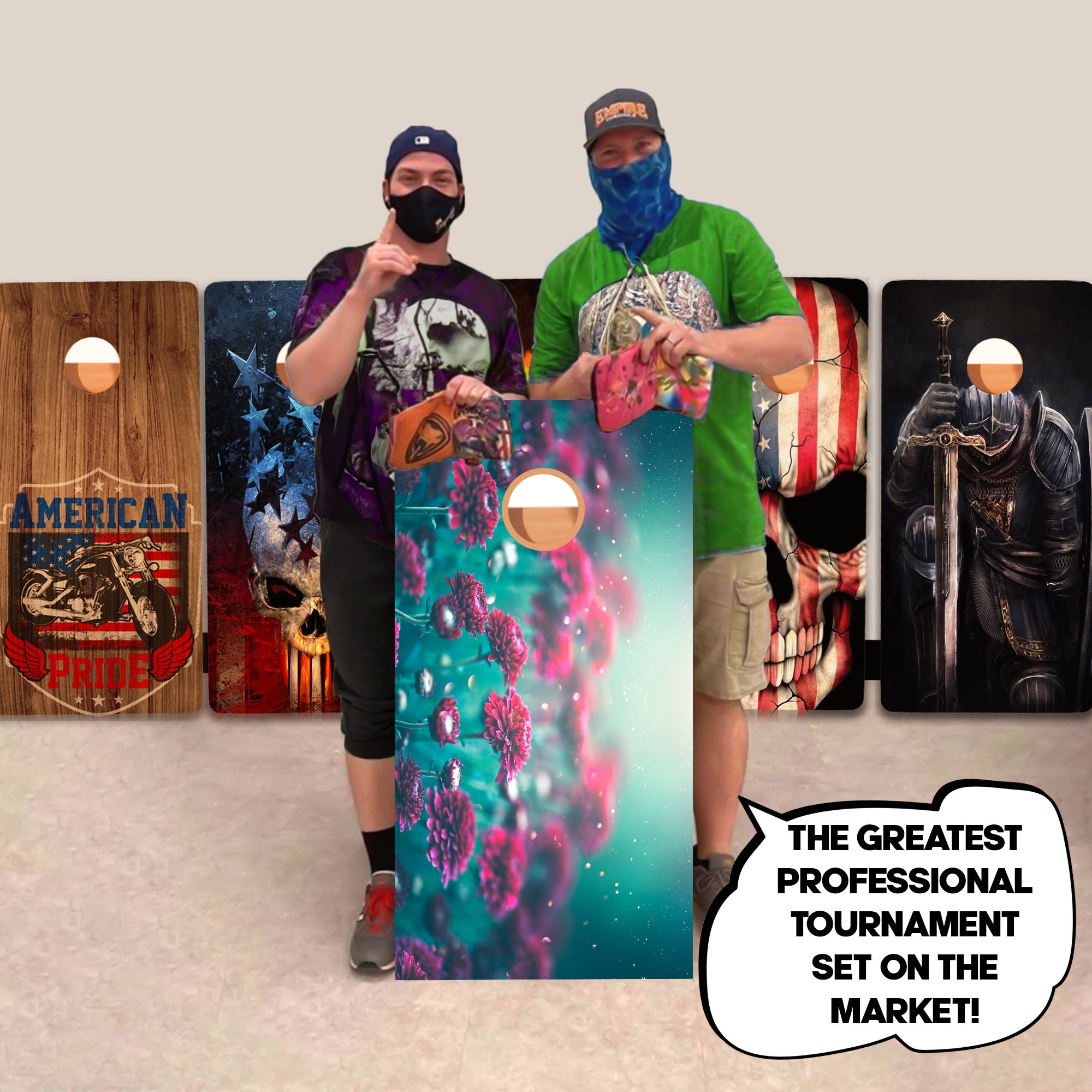 Red Flowers Professional Cornhole Boards