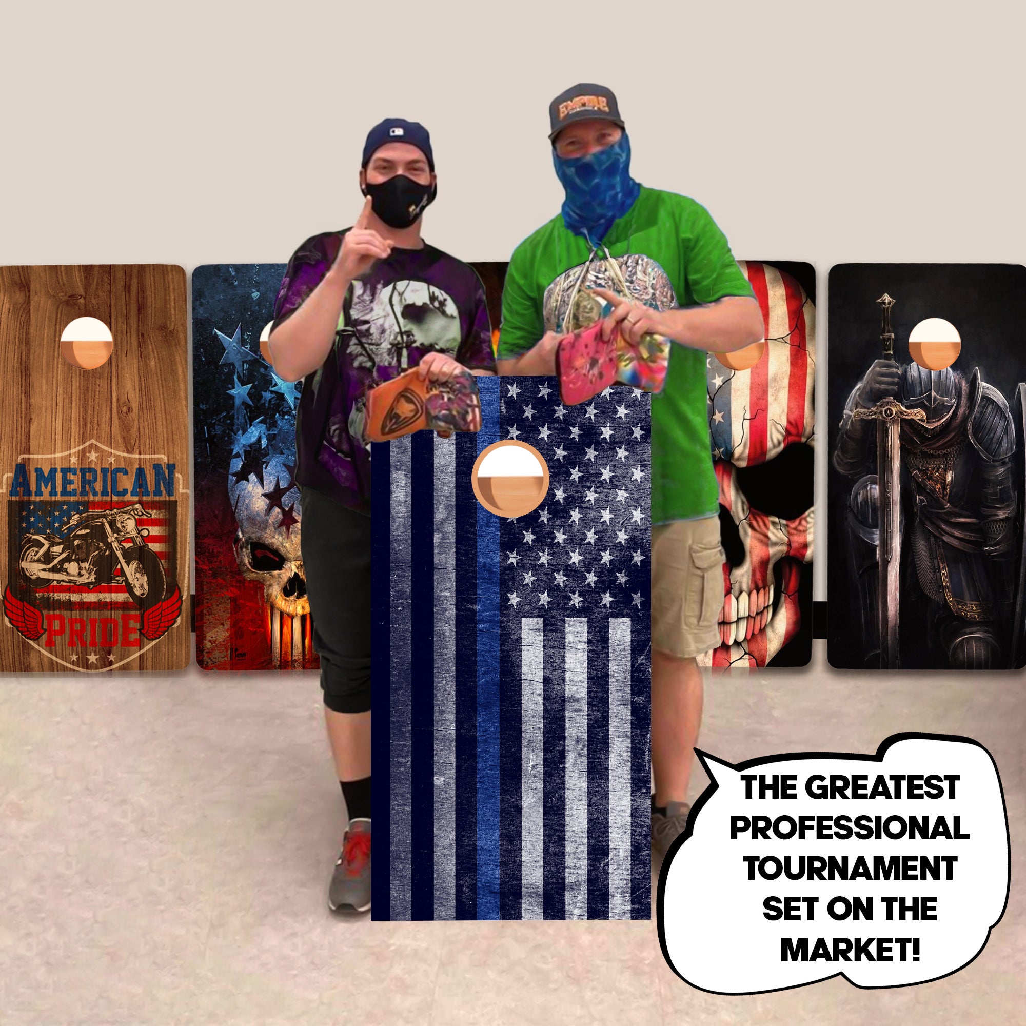 Cloudy Blue Line Professional Cornhole Boards