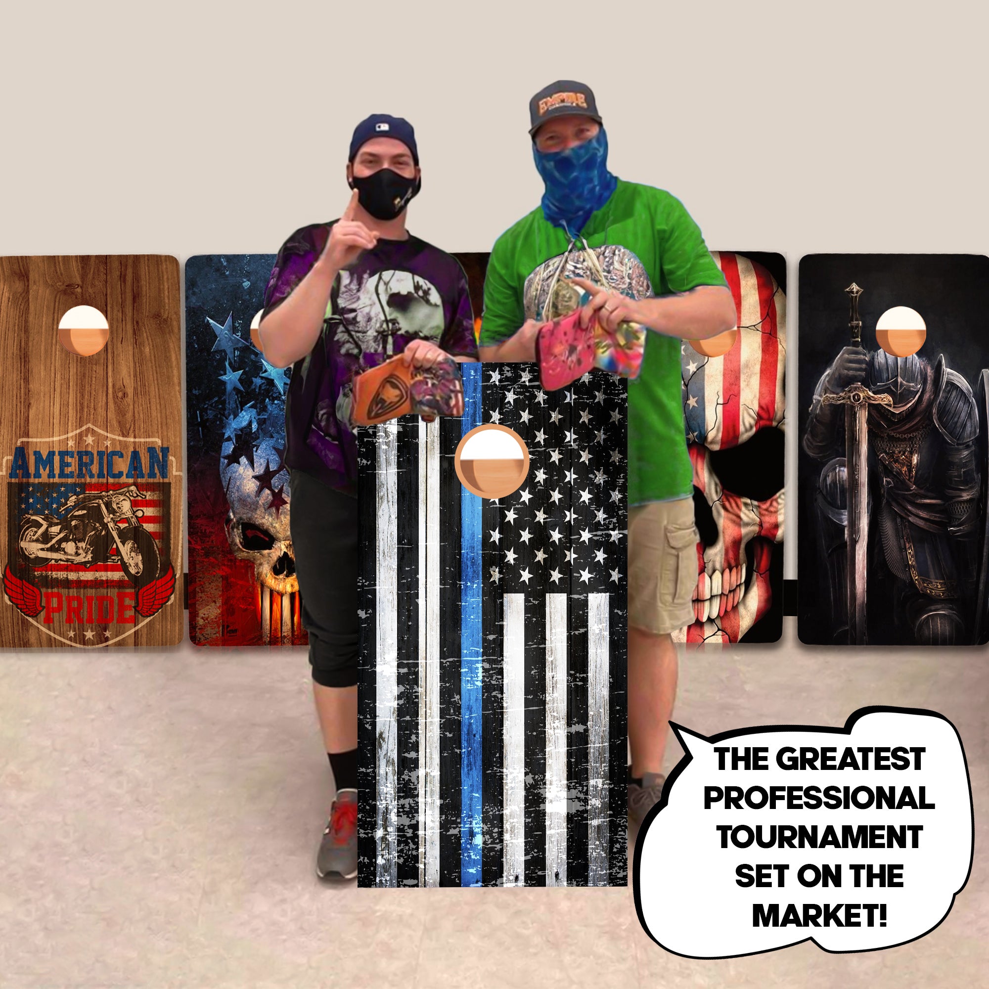 Blue Line Rustic Professional Cornhole Boards