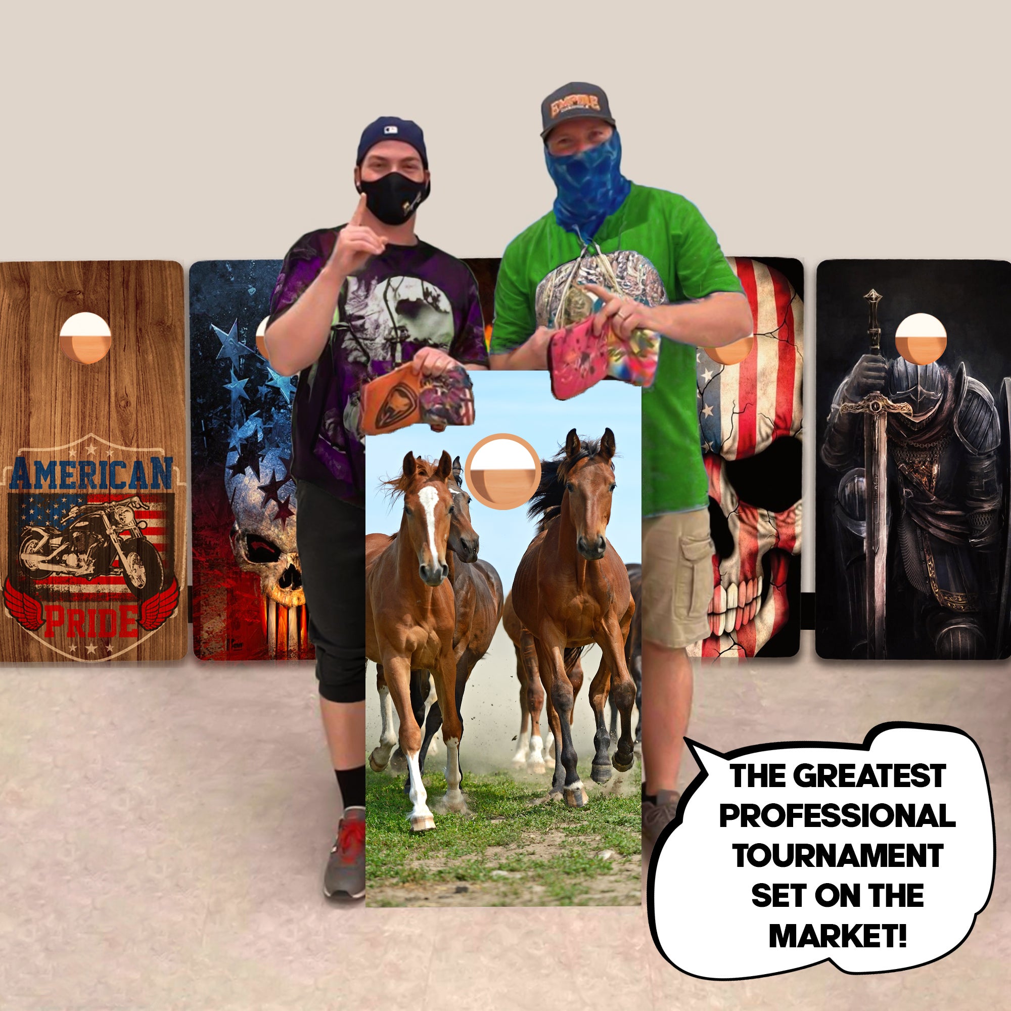 Horses Running Professional Cornhole Boards