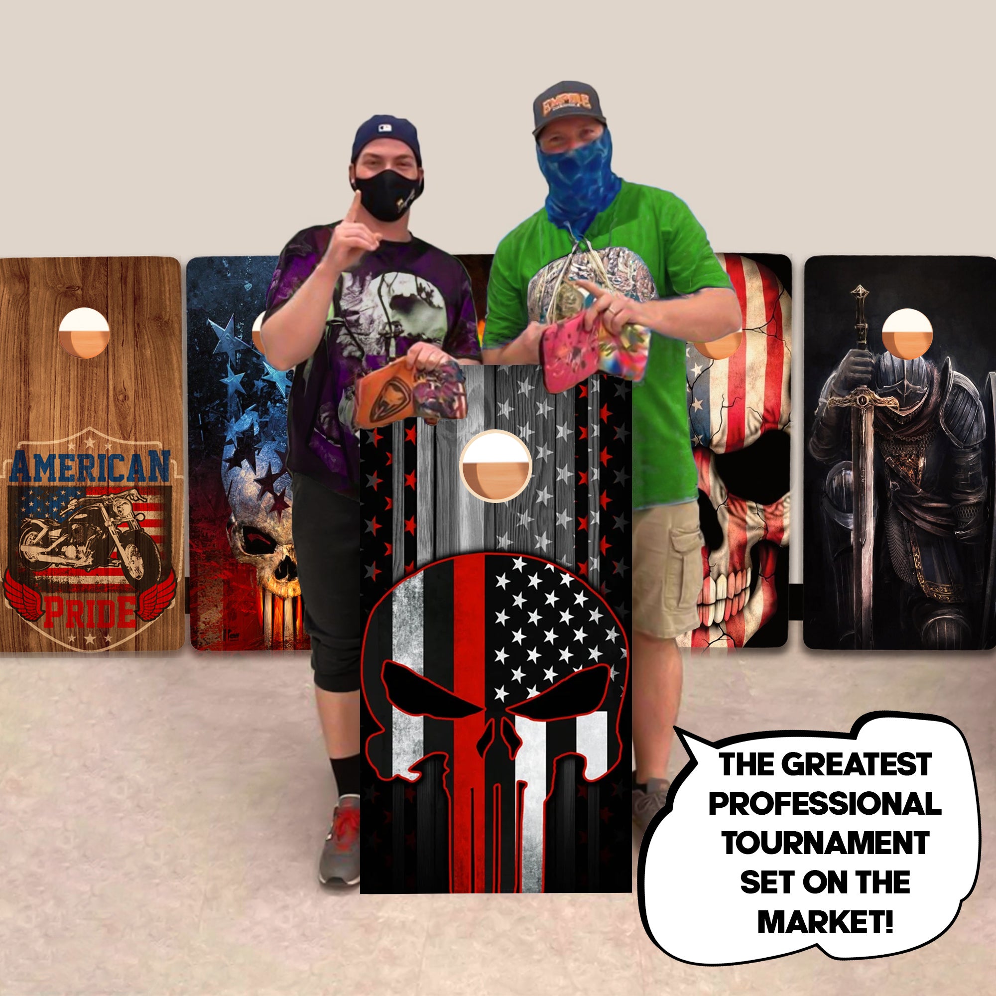 Red Lines Skull Professional Cornhole Boards