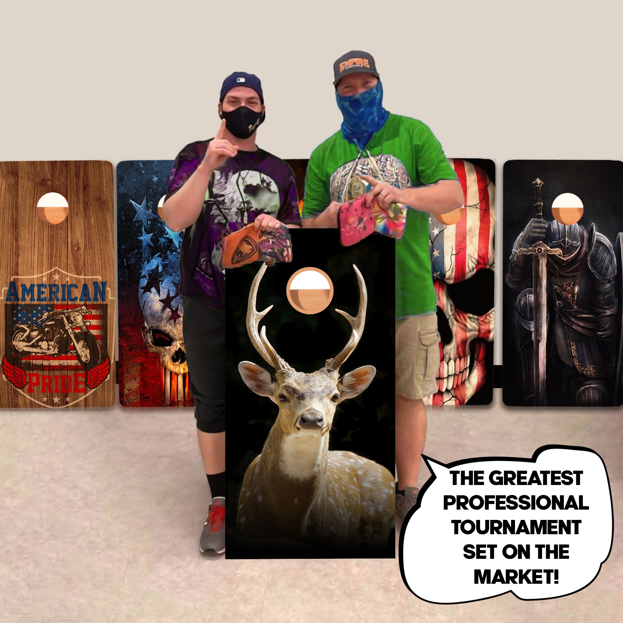 Deer In Black Professional Cornhole Boards
