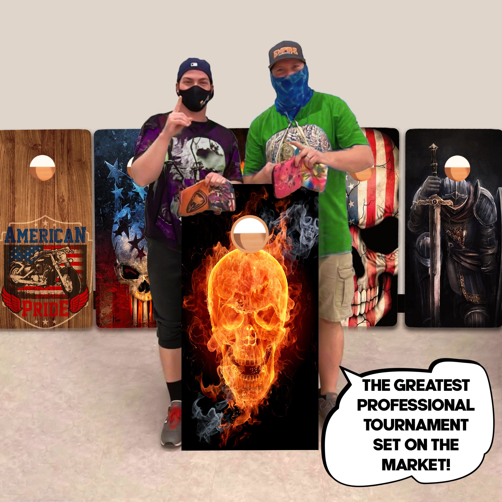 Flames Skull Professional Cornhole Boards