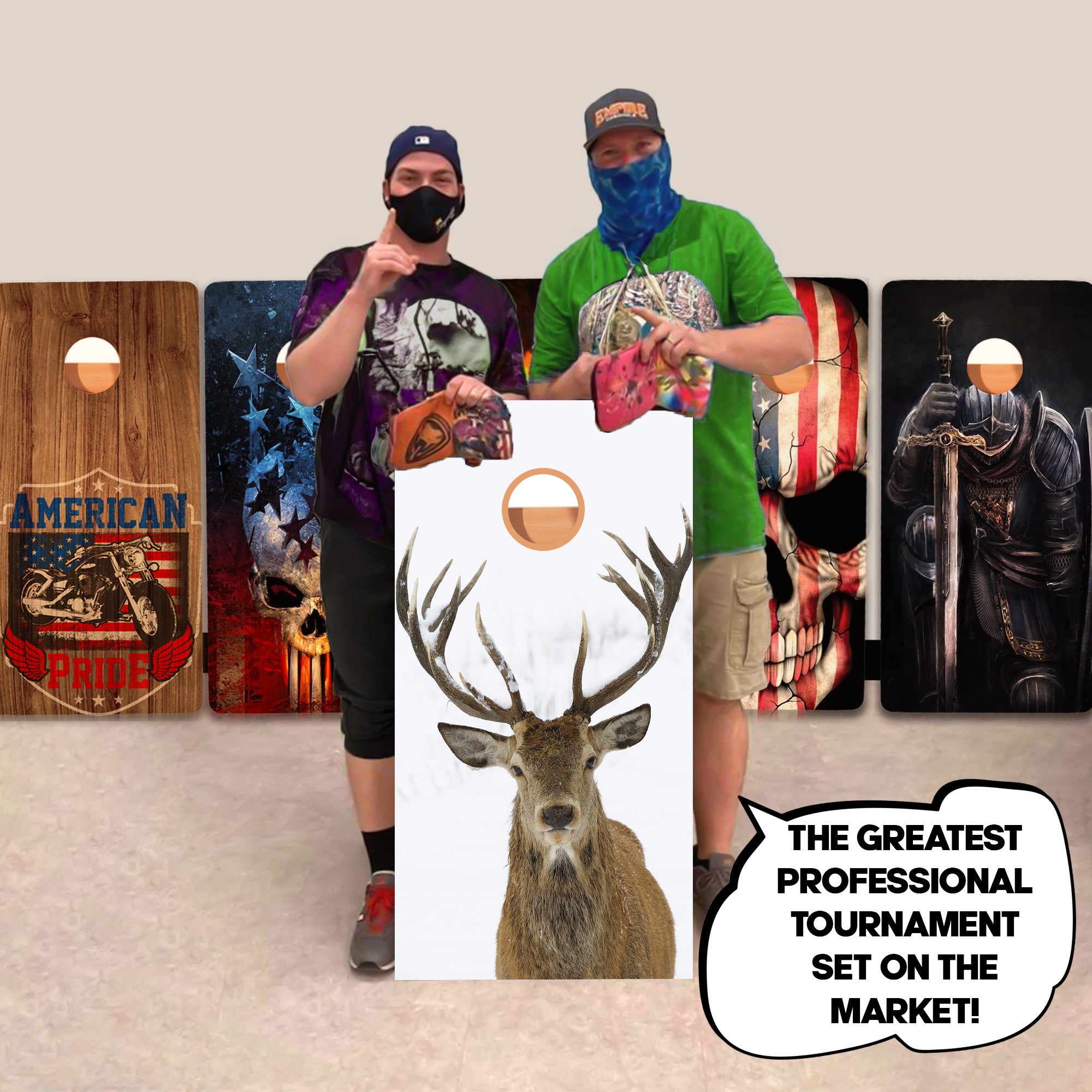 Deer White Back Professional Cornhole Boards