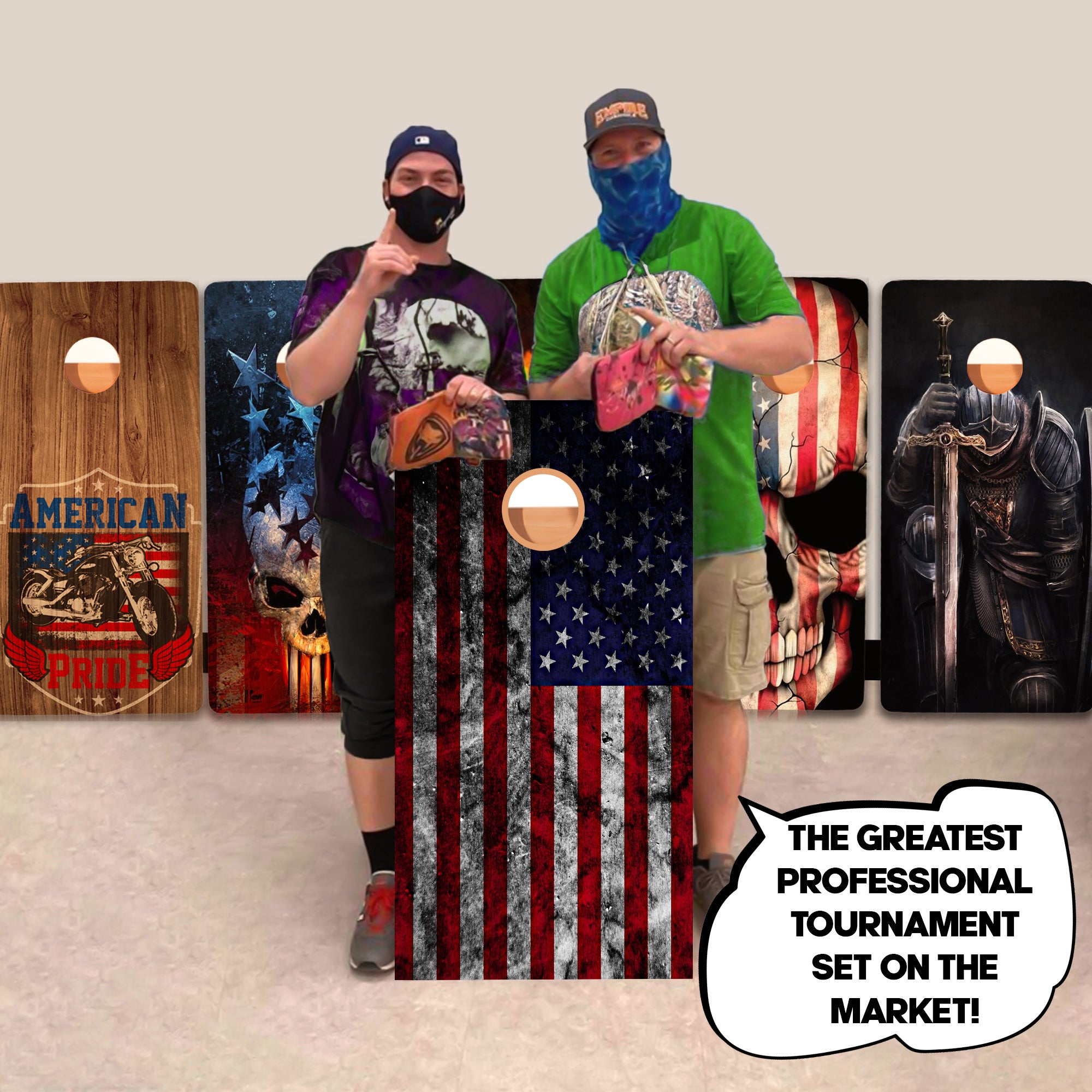 USA Flag with Black Color Professional Cornhole Boards