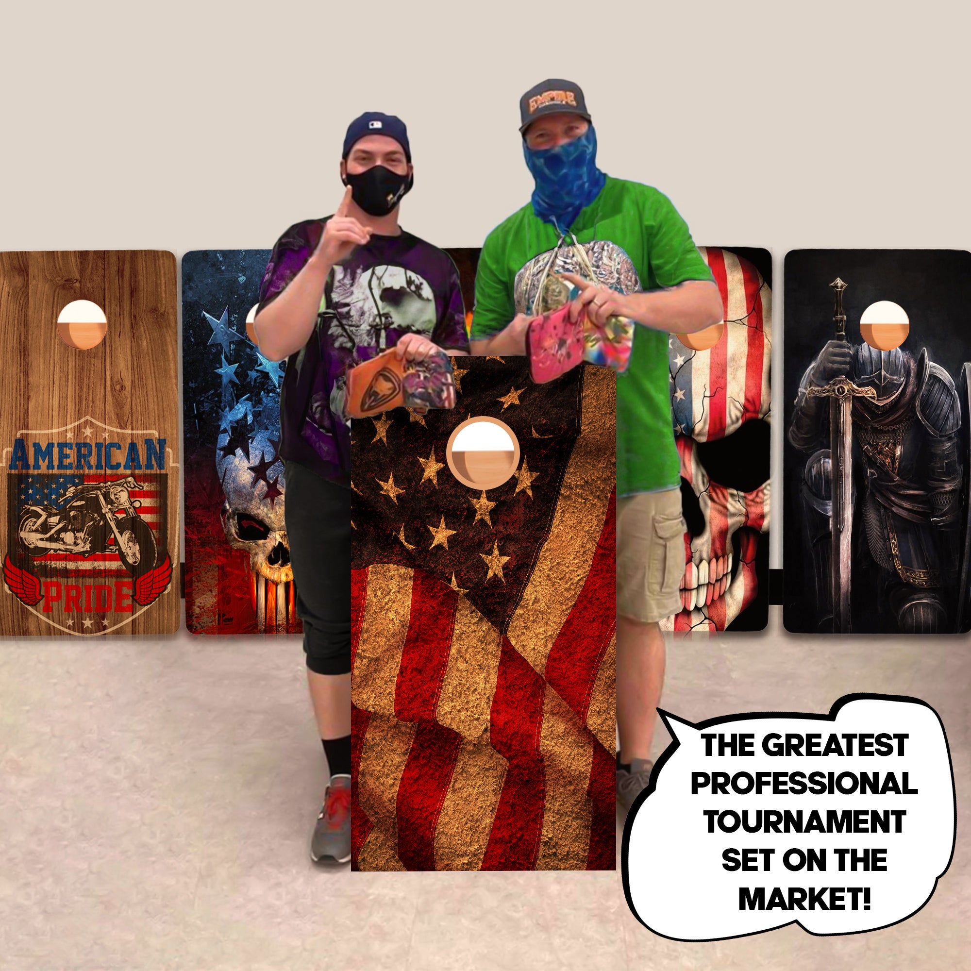 Aged USA Flag Professional Cornhole Boards