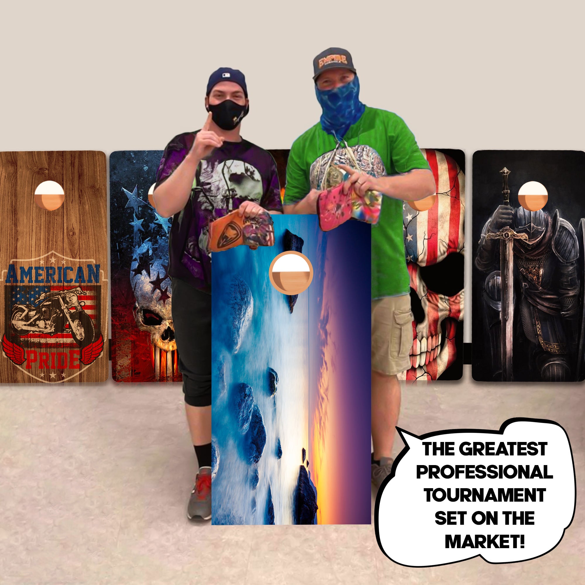 Blue Yellow Ocean Professional Cornhole Boards