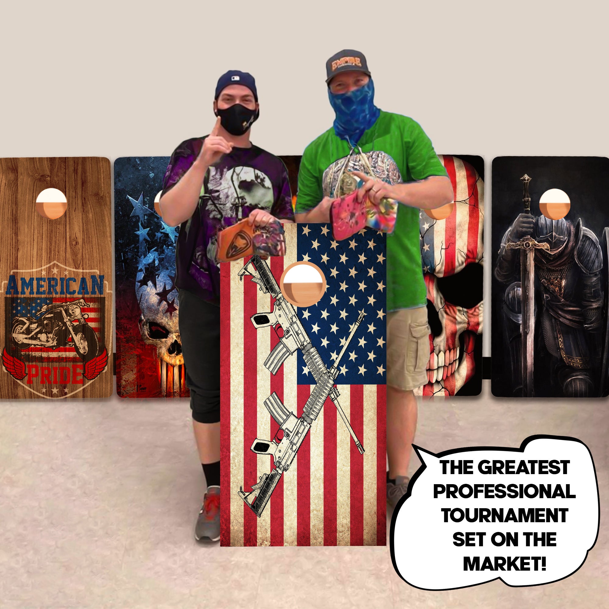Two Guns Flag Professional Cornhole Boards