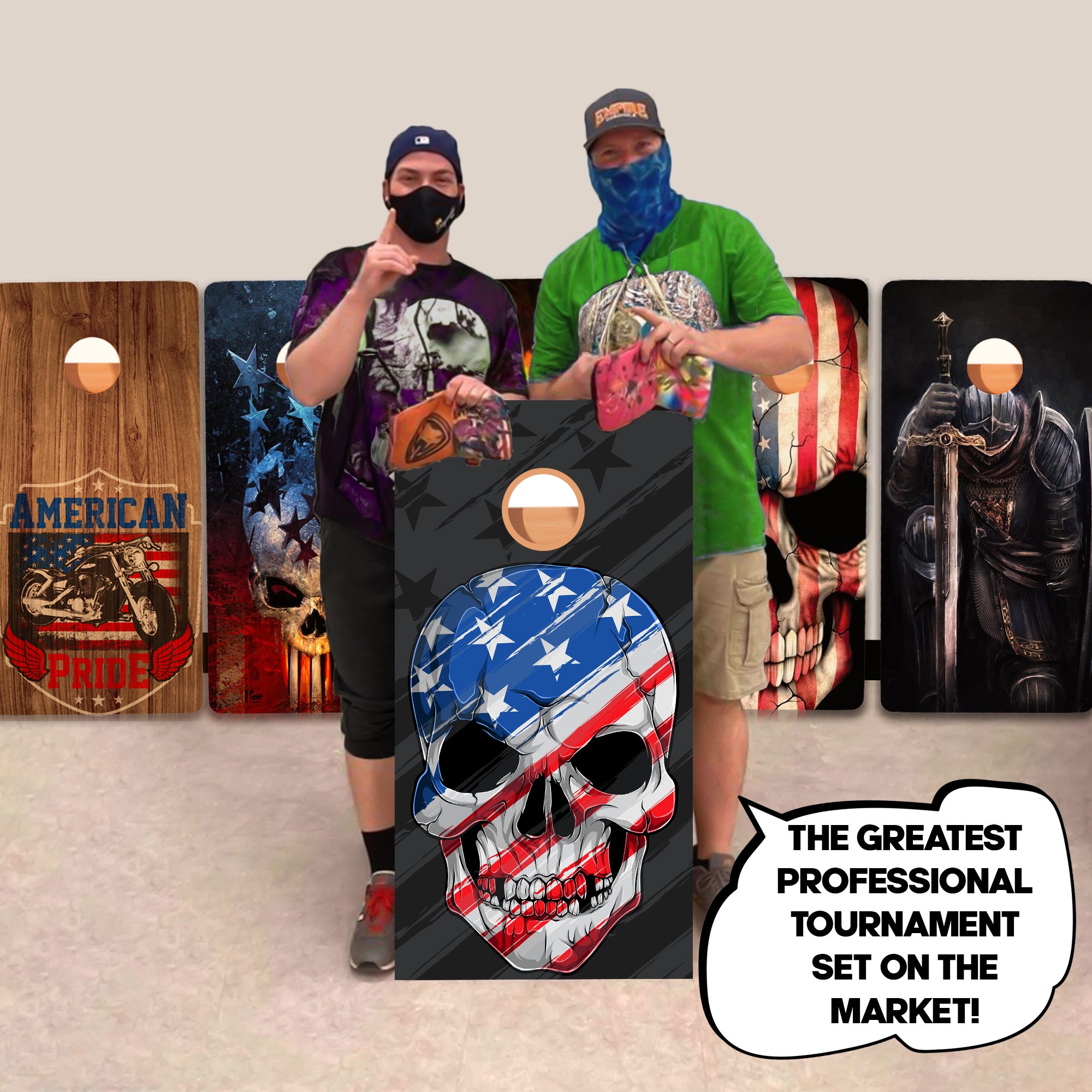 America Skull Flag Professional Cornhole Boards