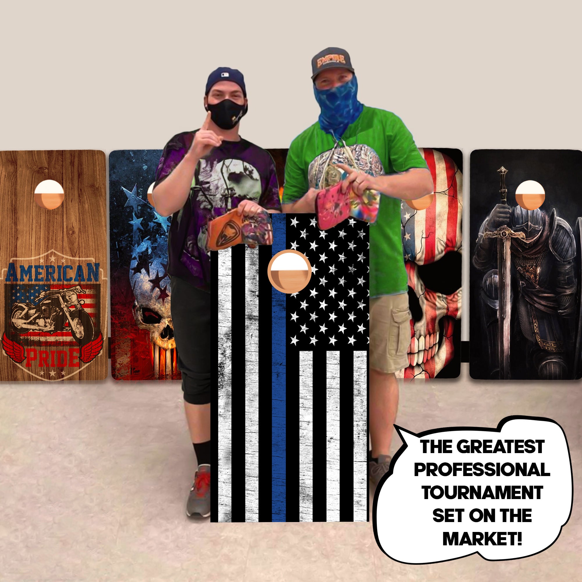 Blue Line Vintage Professional Cornhole Boards