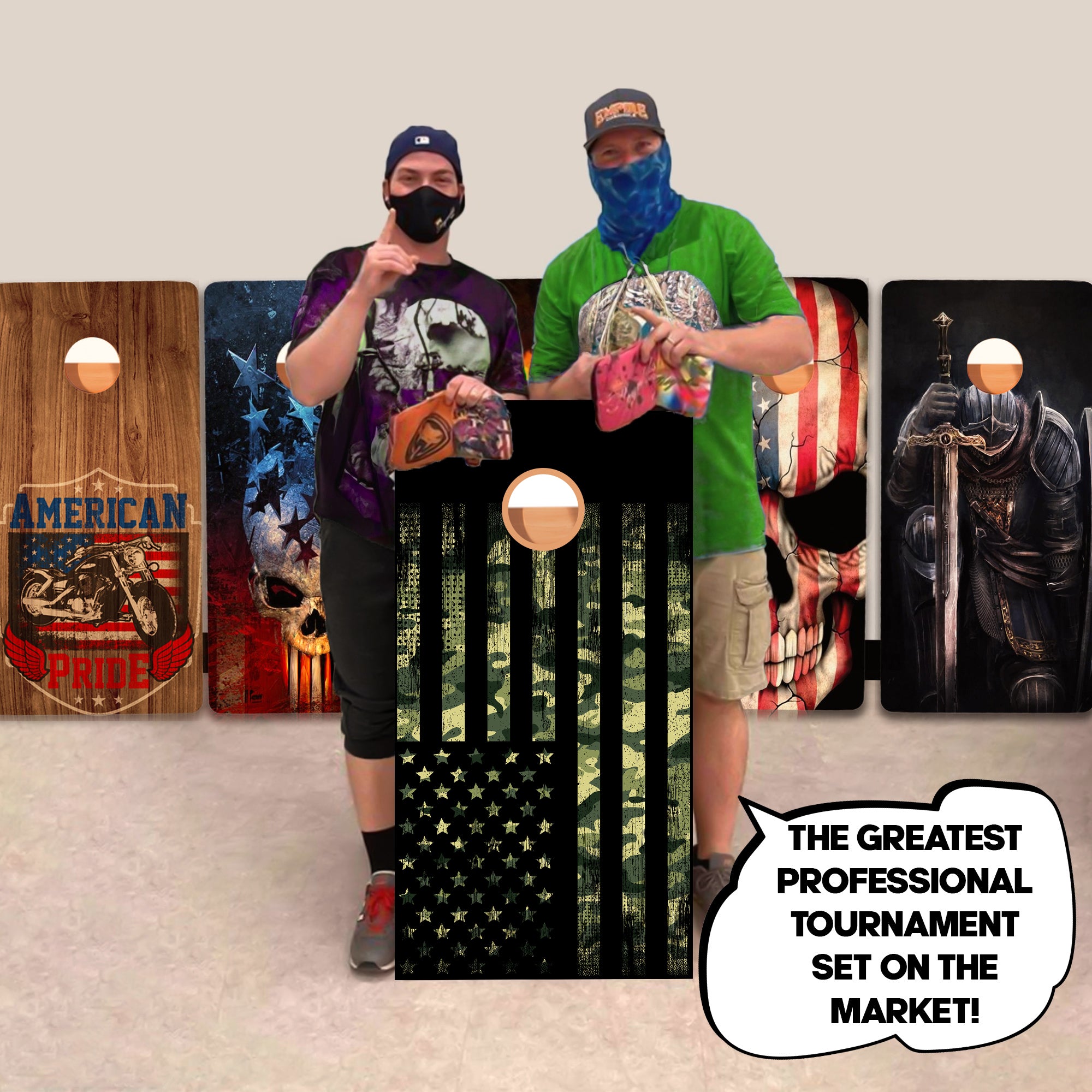 Camo Flag Professional Cornhole Boards