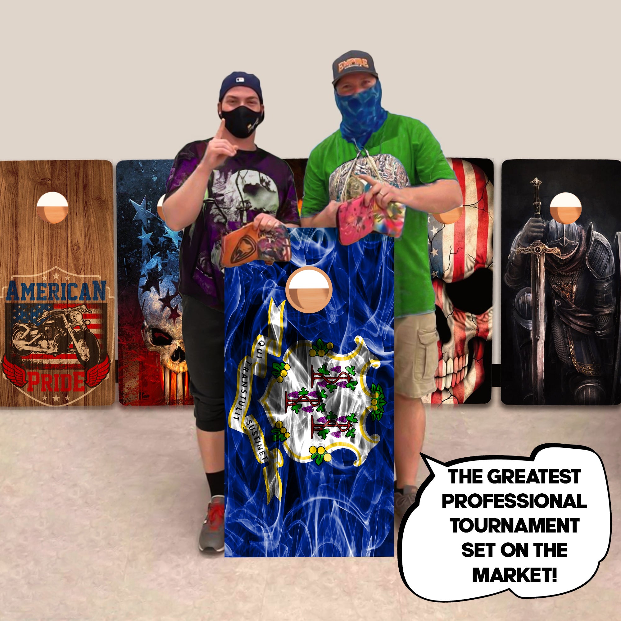 Connecticut Windy Flag Professional Cornhole Boards