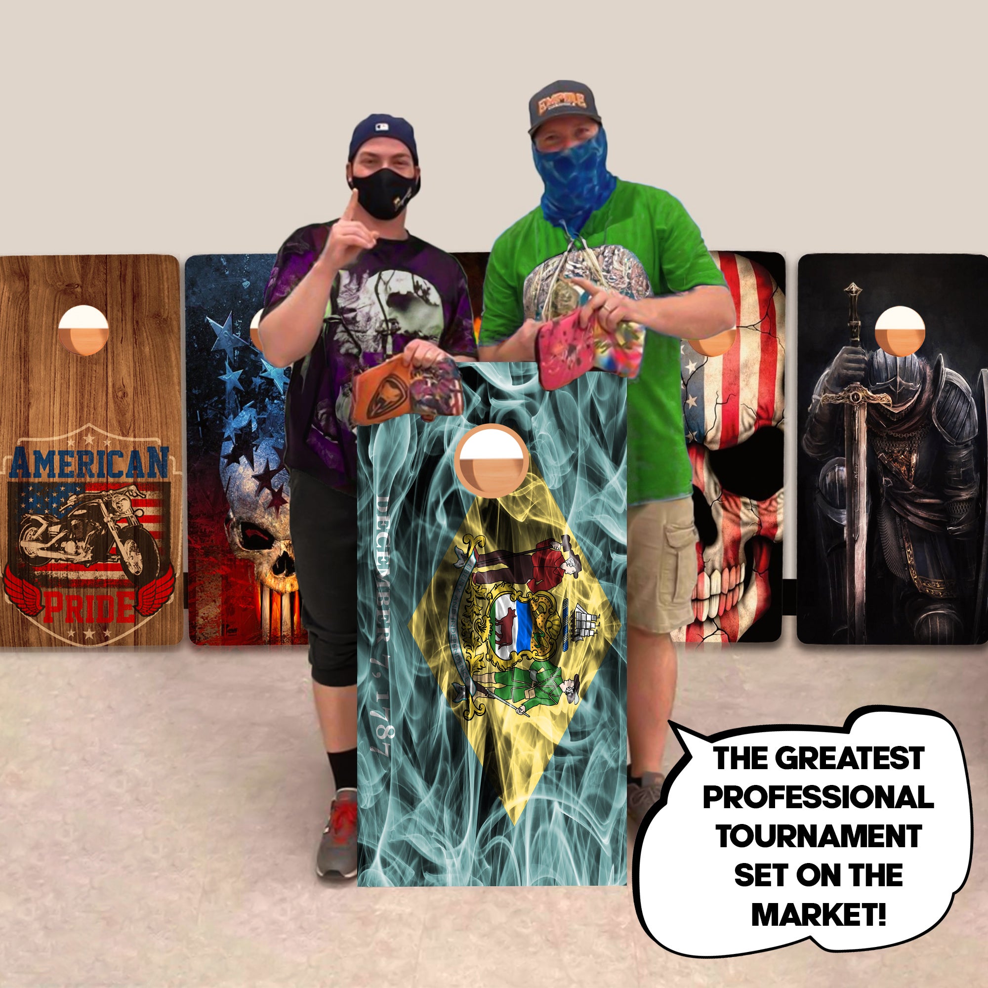 Delaware Windy Flag Professional Cornhole Boards