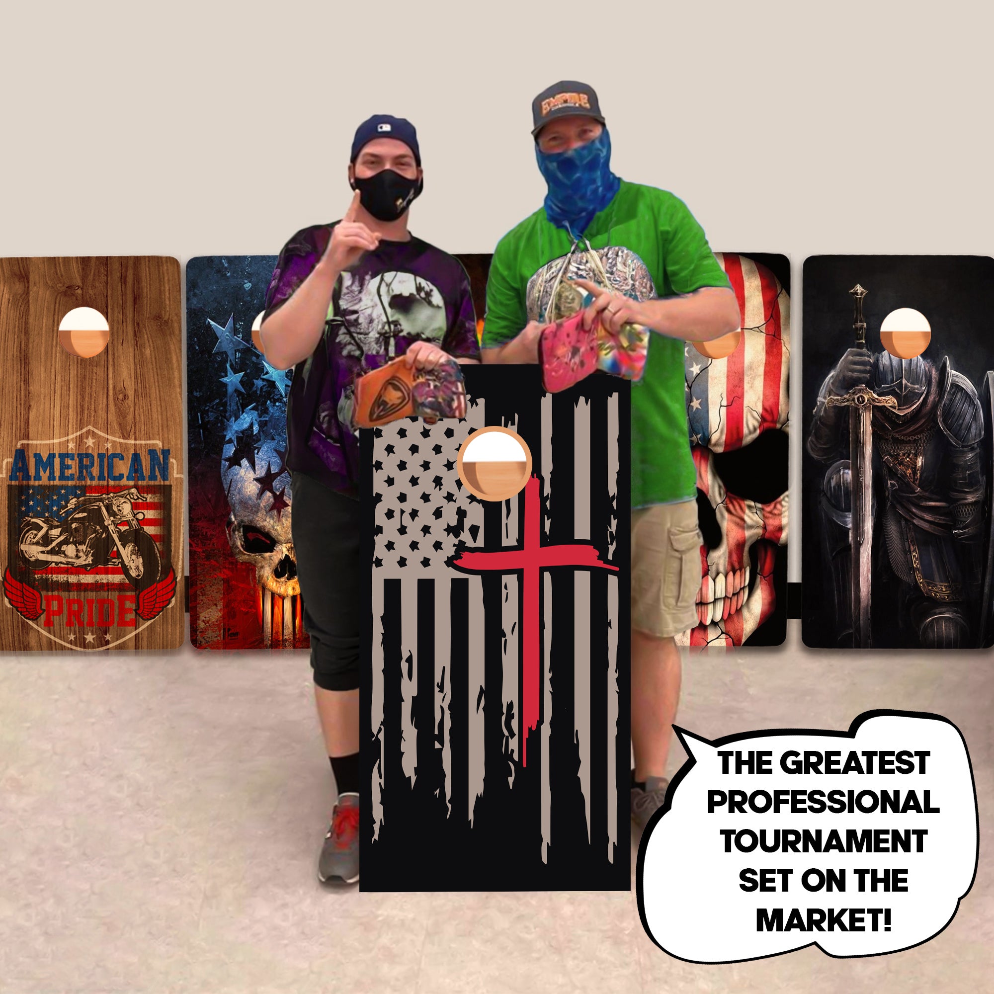 Red Cross Flag Professional Cornhole Boards