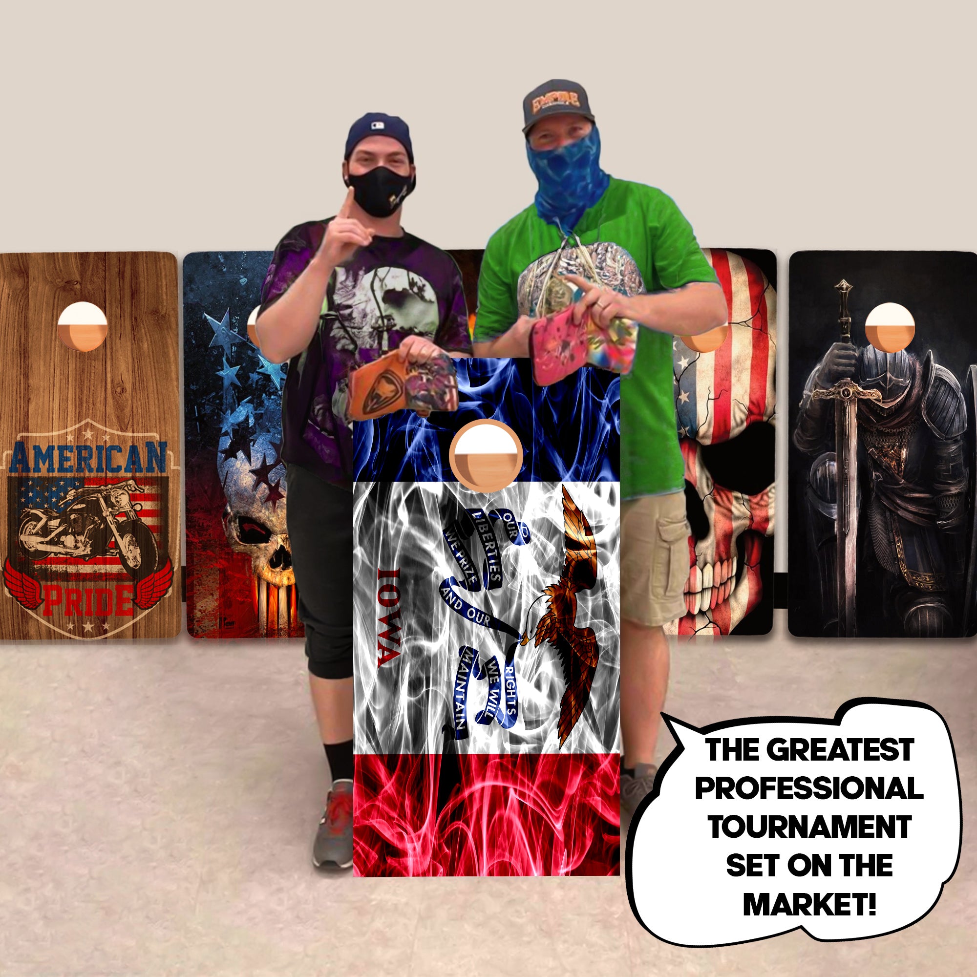 Iowa Windy Flag Professional Cornhole Boards