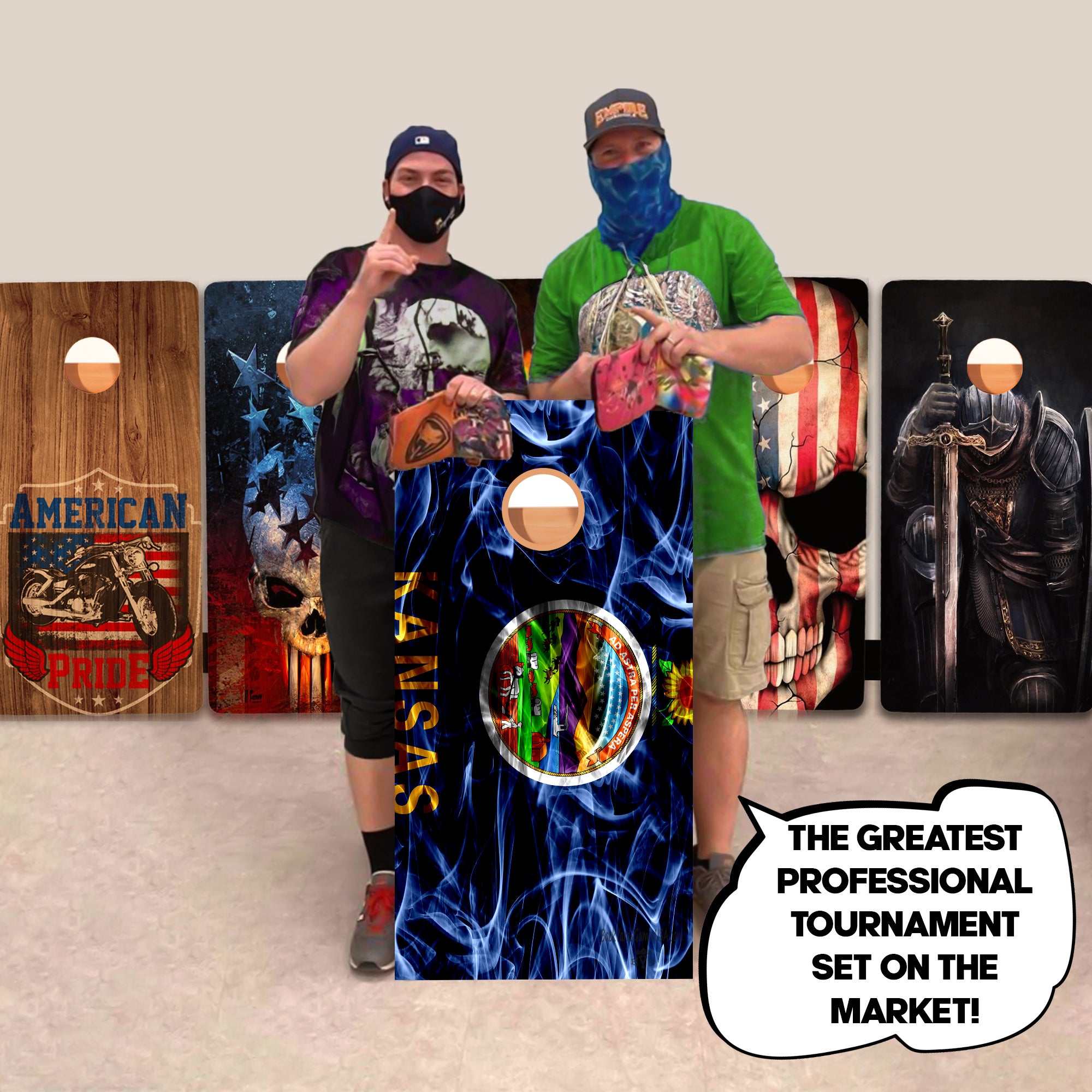 Kansas Windy Flag Professional Cornhole Boards