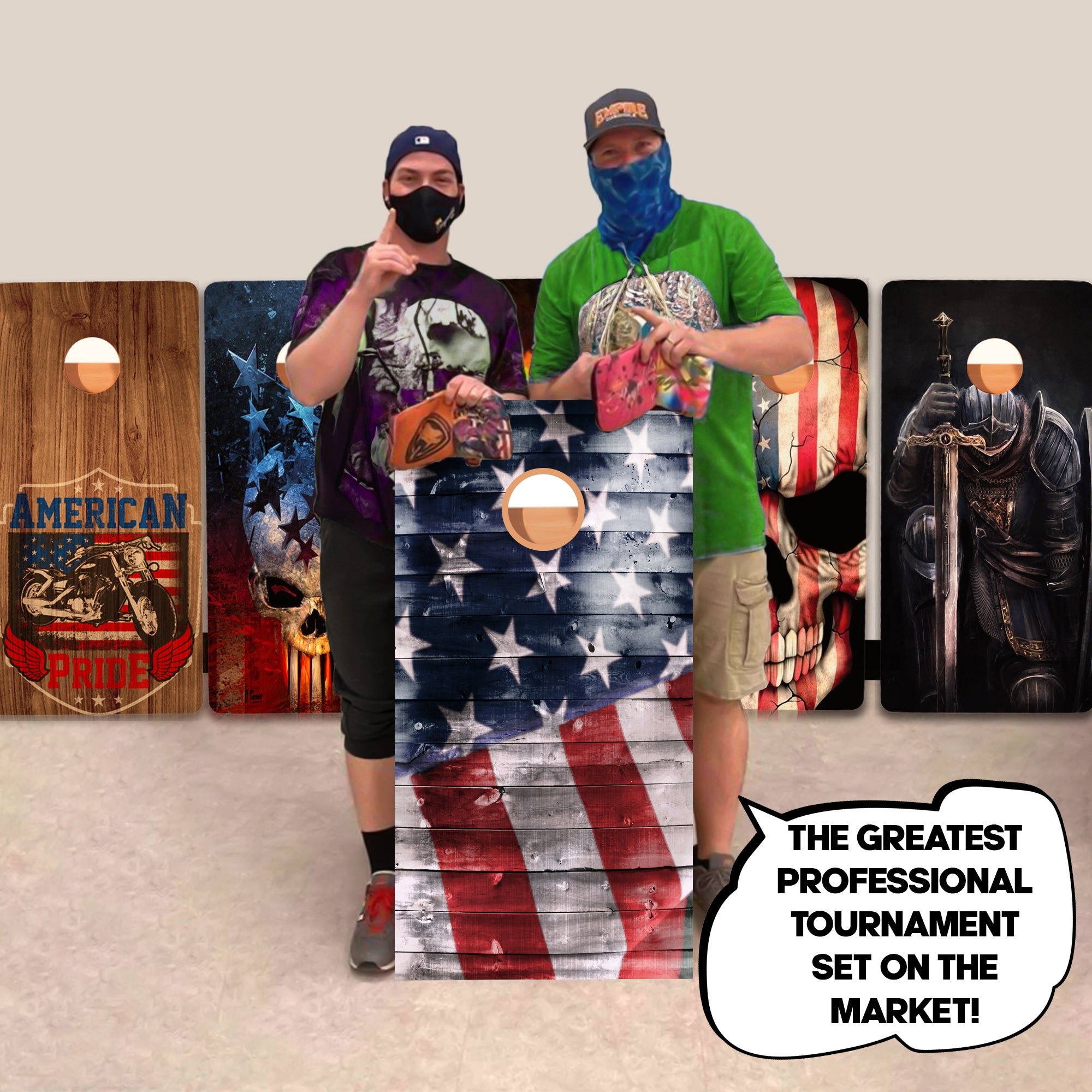 Wood Panel Slant Flag Professional Cornhole Boards