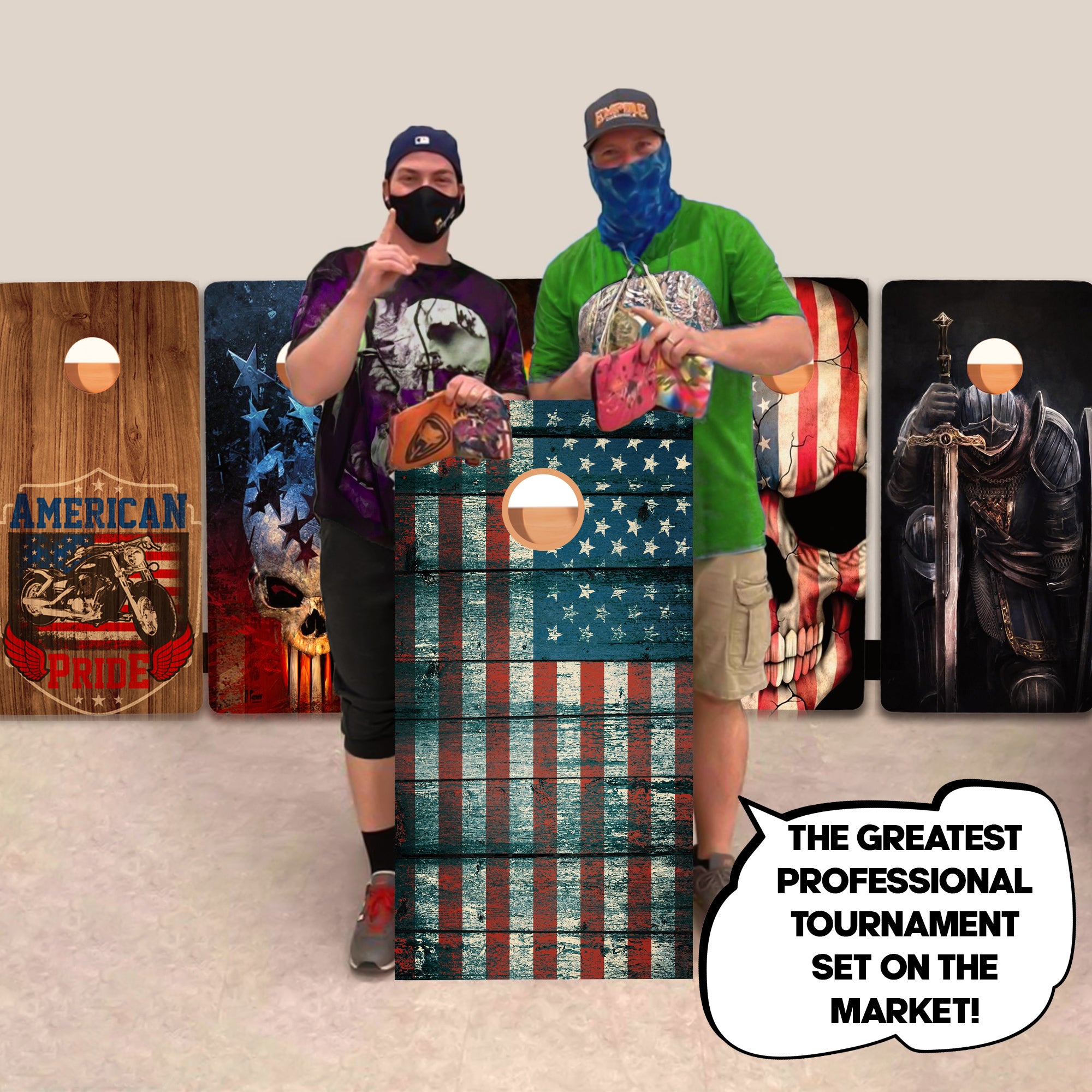 Wood Panel Flag Sideways Professional Cornhole Boards