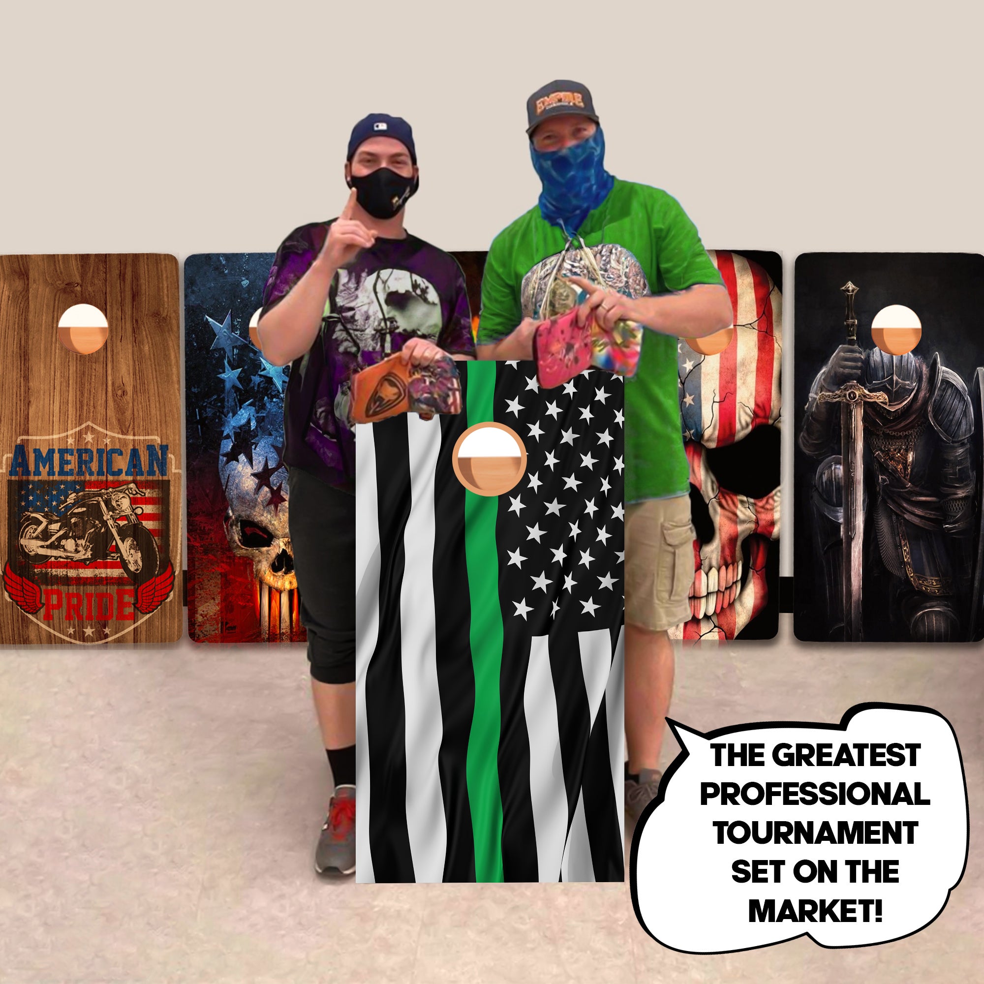 Green Lines Flag Professional Cornhole Boards