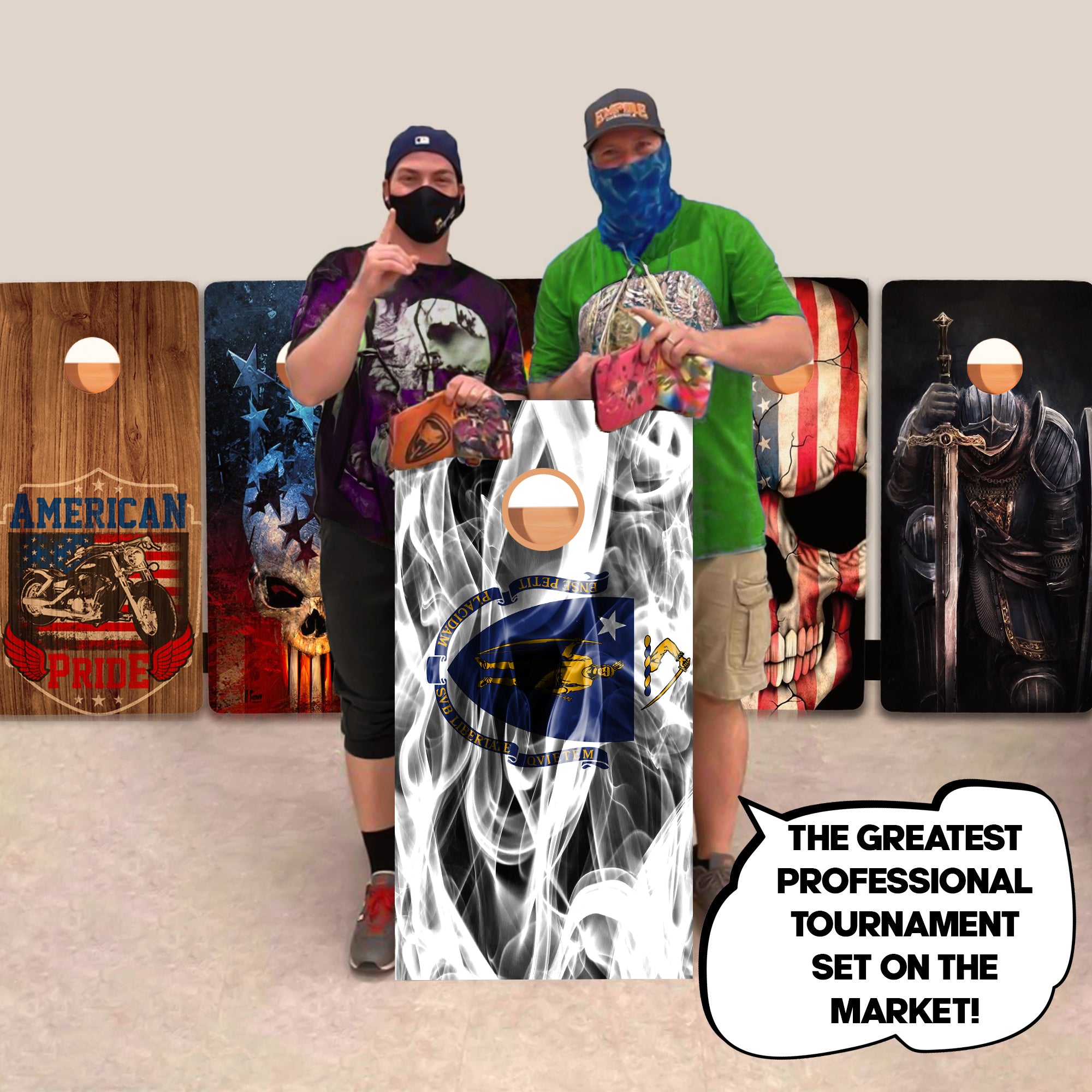 Massachusetts Windy Flag Professional Cornhole Boards