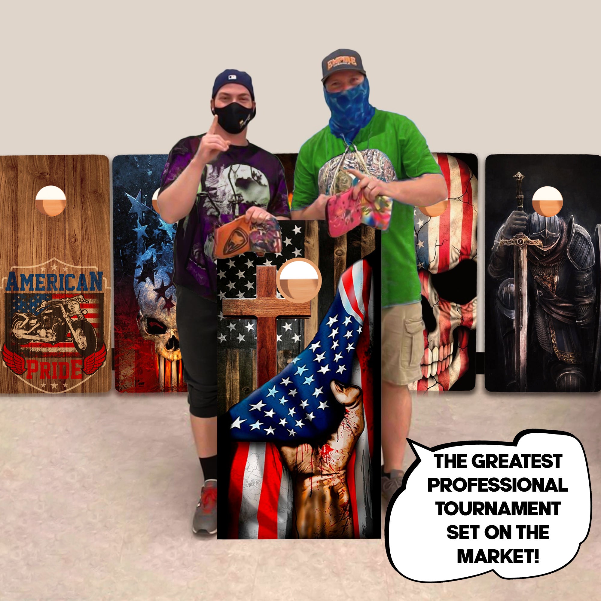 Cross Flag Hand Professional Cornhole Boards