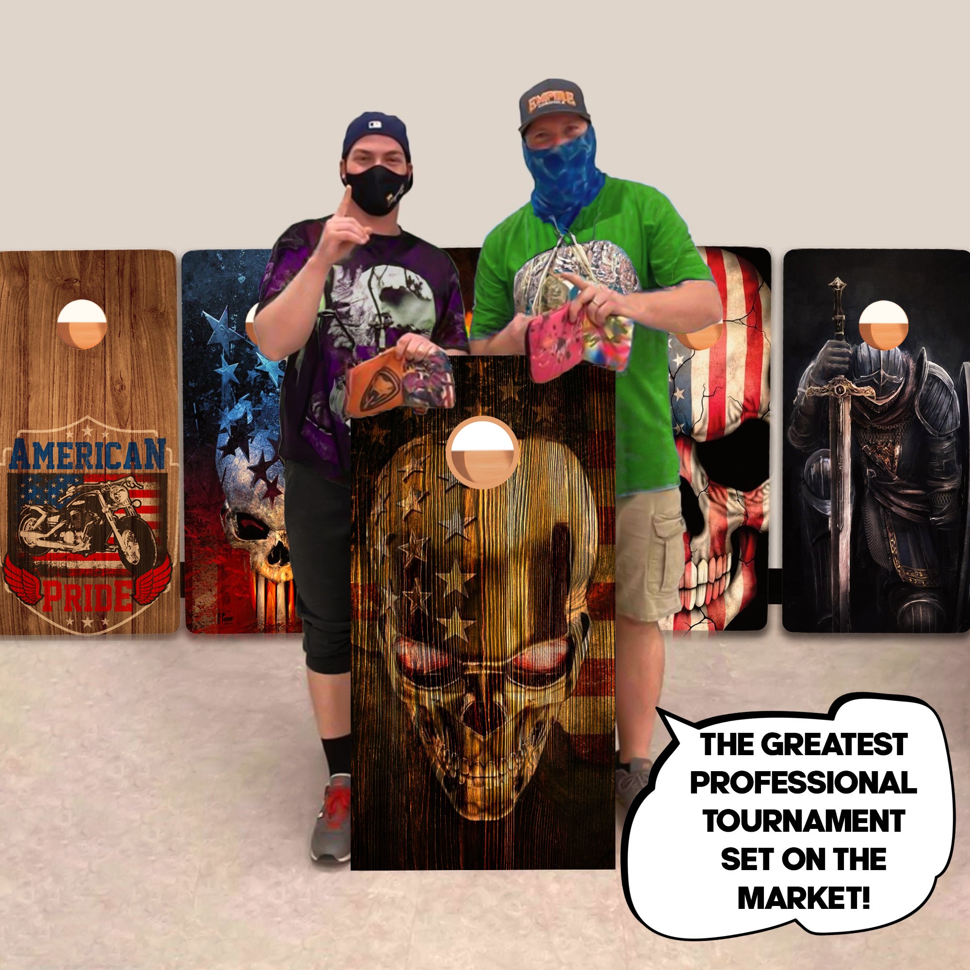 Engraved Red Eye Skull Professional Cornhole Boards