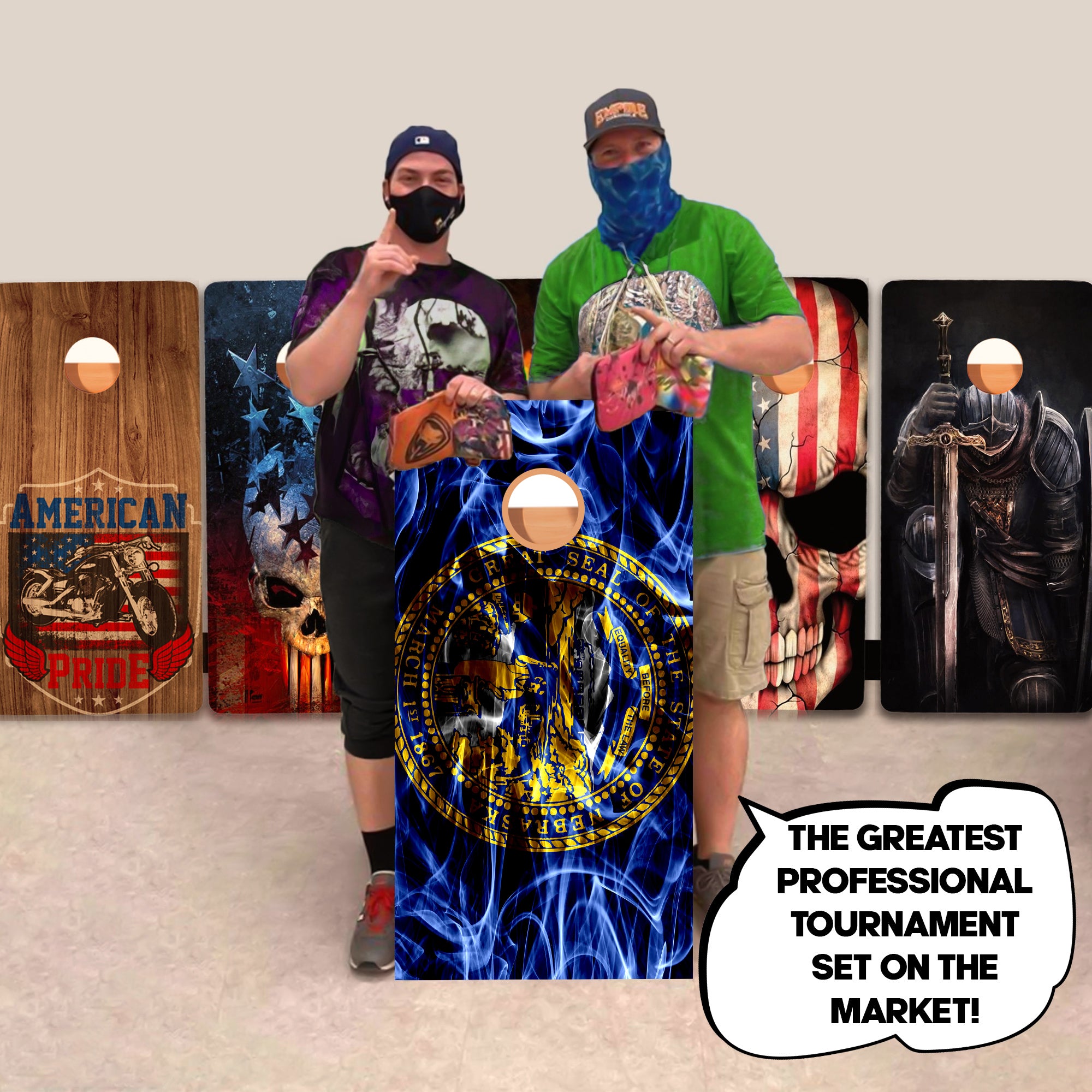 Nebraska Windy Flag Professional Cornhole Boards