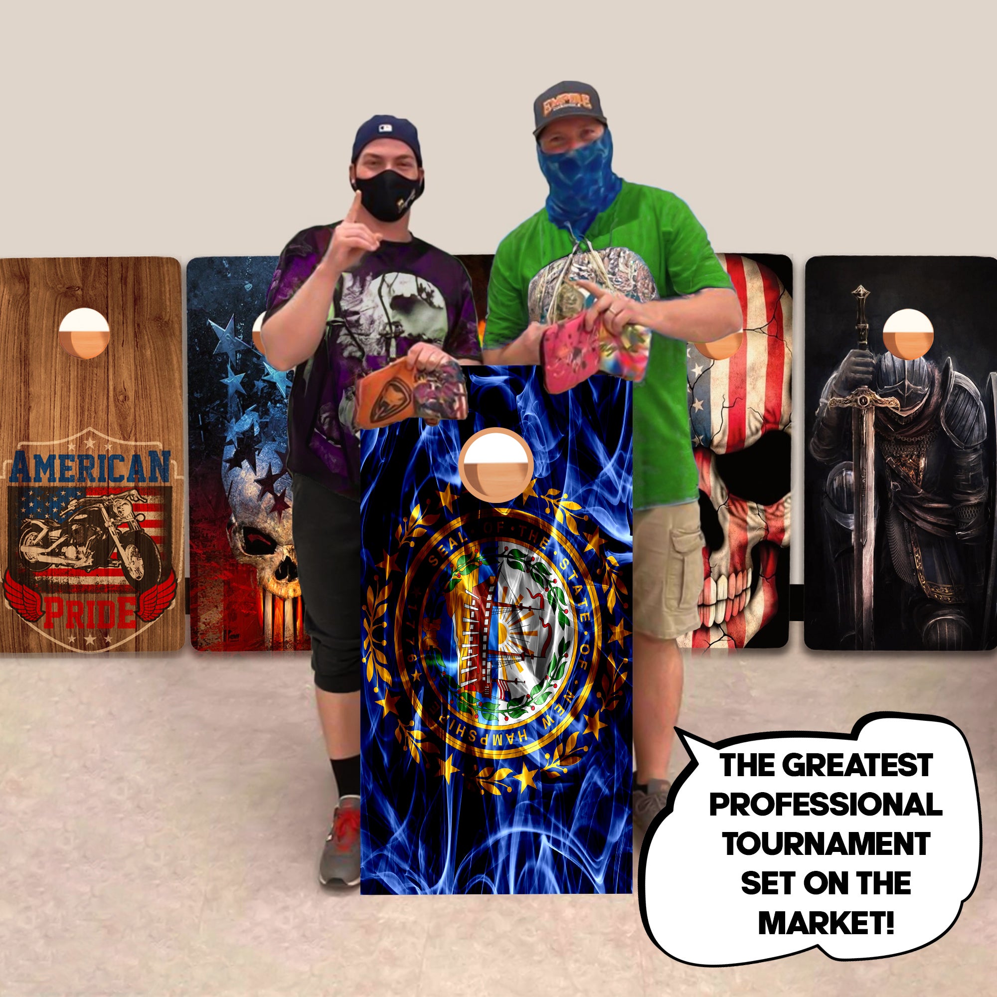 New Hampshire Windy Flag Professional Cornhole Boards