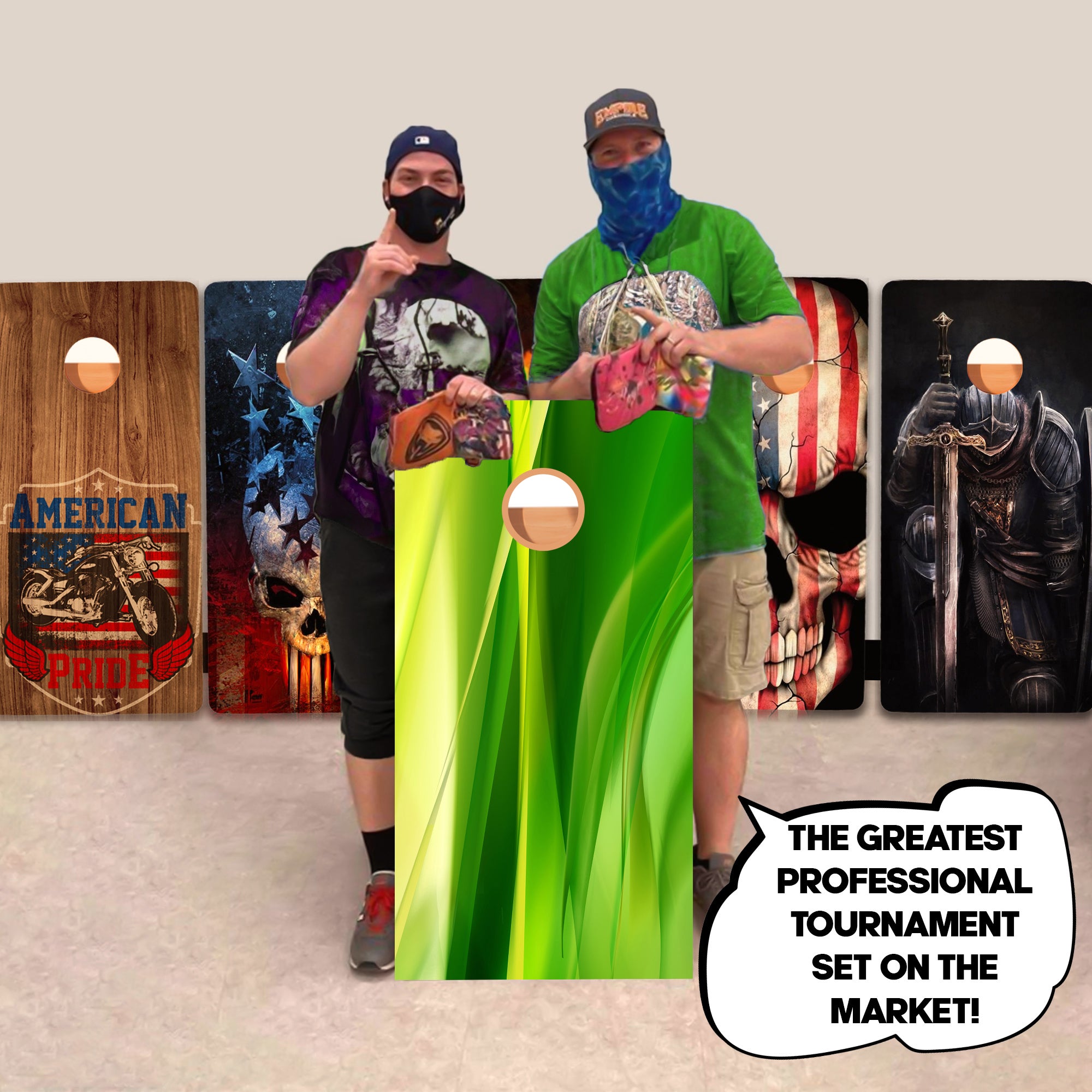 Green Pattern Professional Cornhole Boards