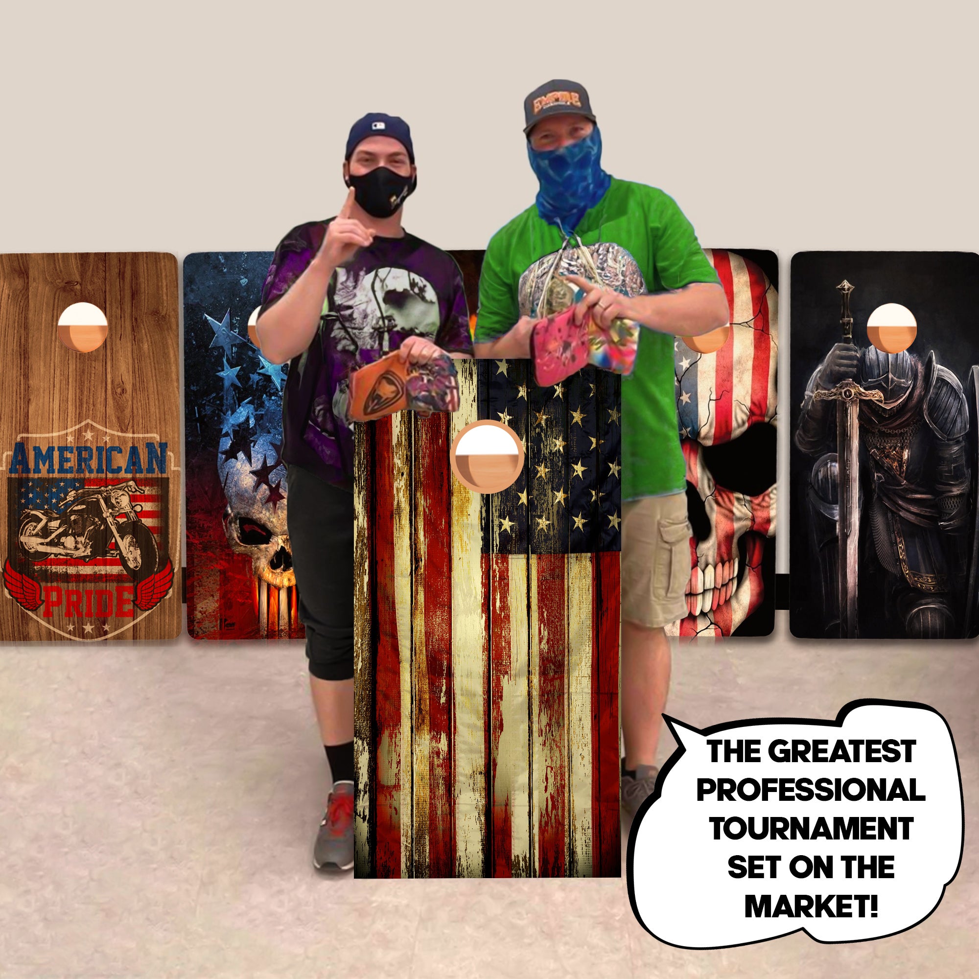 Chipped Wood Flag Professional Cornhole Boards